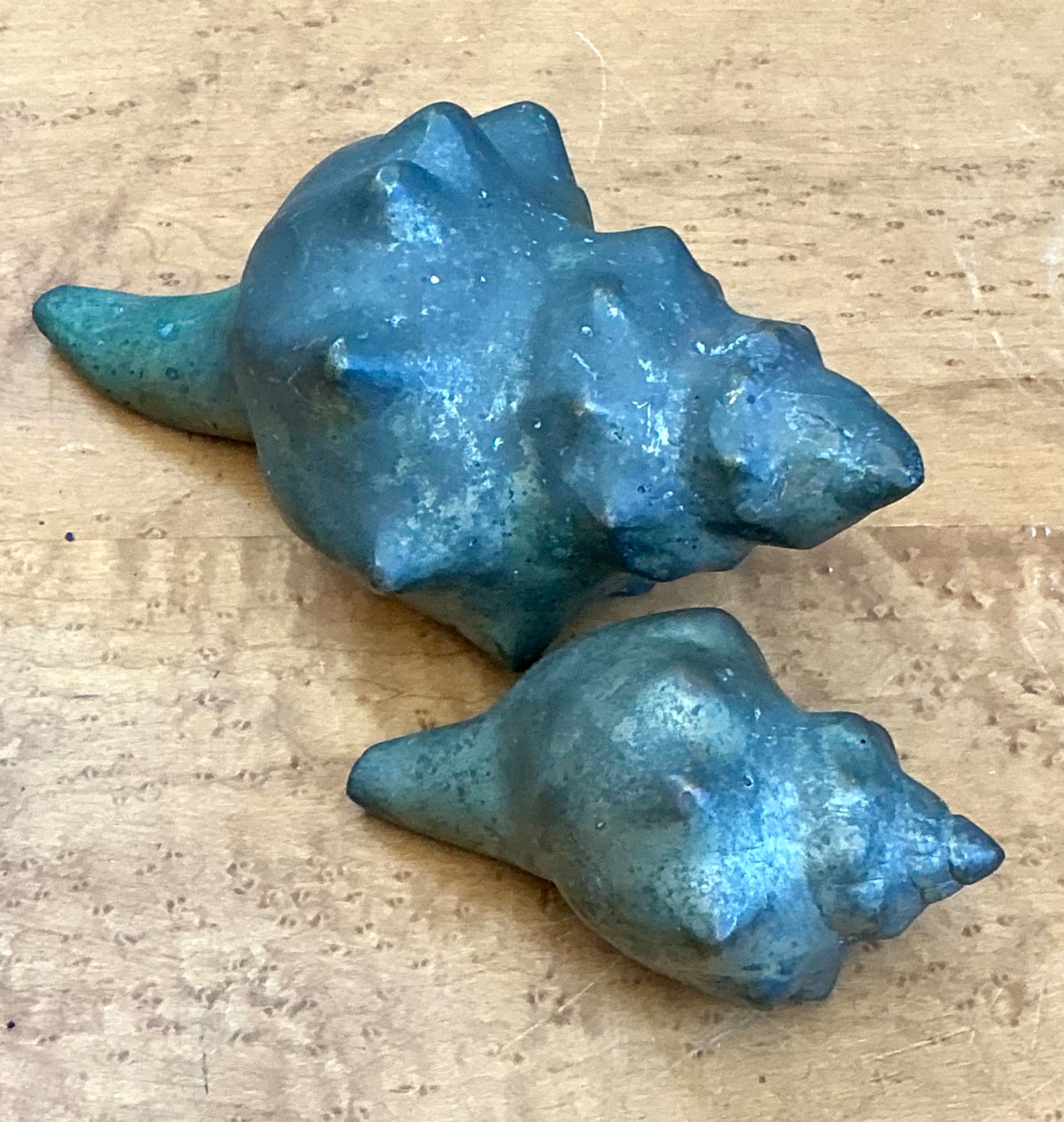 Vintage Patinated Metal Shell Sculptures - Detail view
