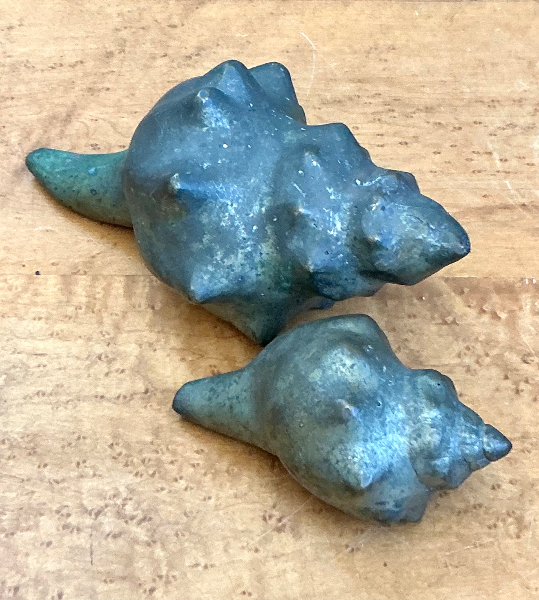 Vintage Patinated Metal Shell Sculptures - Back view