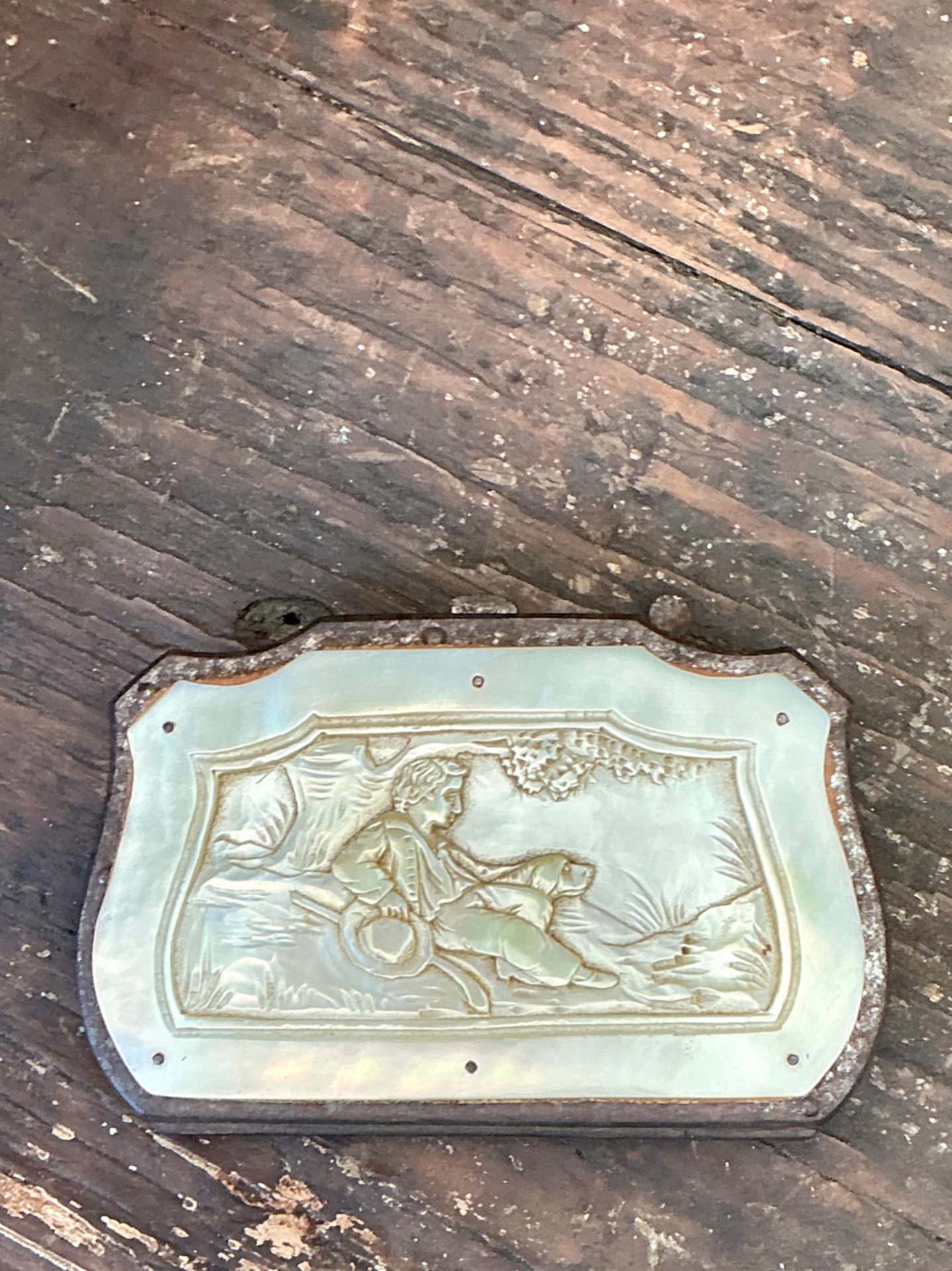 Antique Stone and Metal Decorative Case - Top view