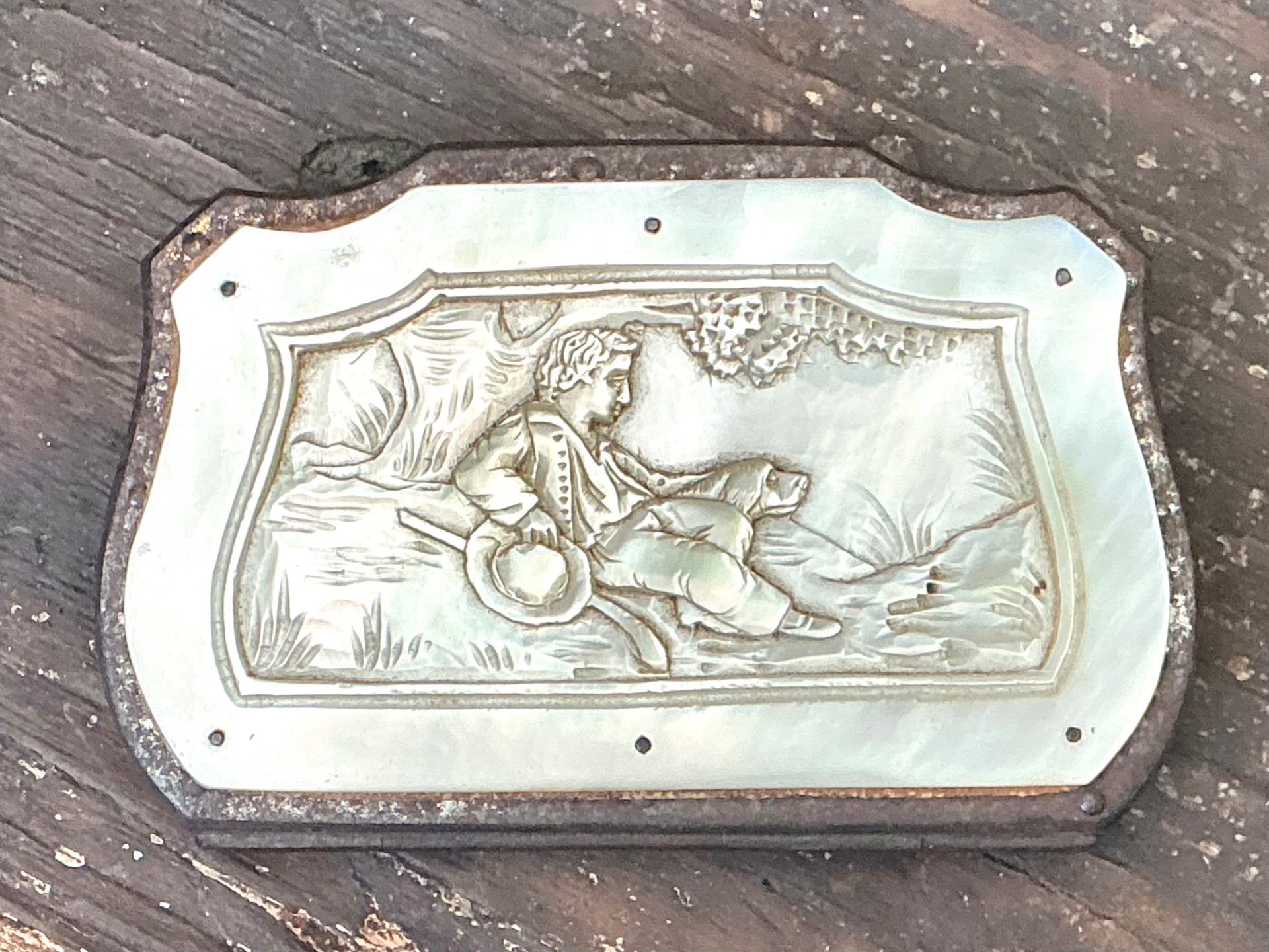Antique Stone and Metal Decorative Case - Back view