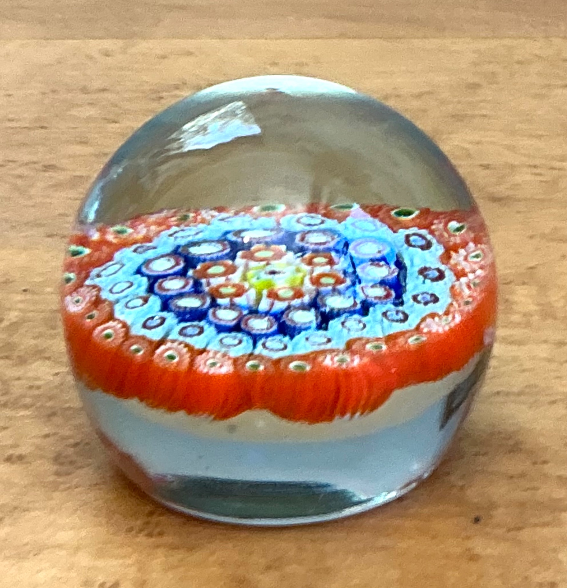 Vintage Italian Millefiori Art Glass Paperweight - Back view