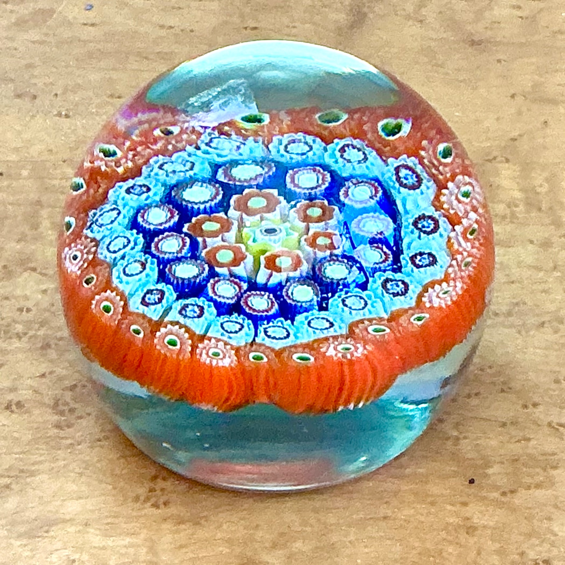 Vintage Italian Millefiori Art Glass Paperweight - Back view