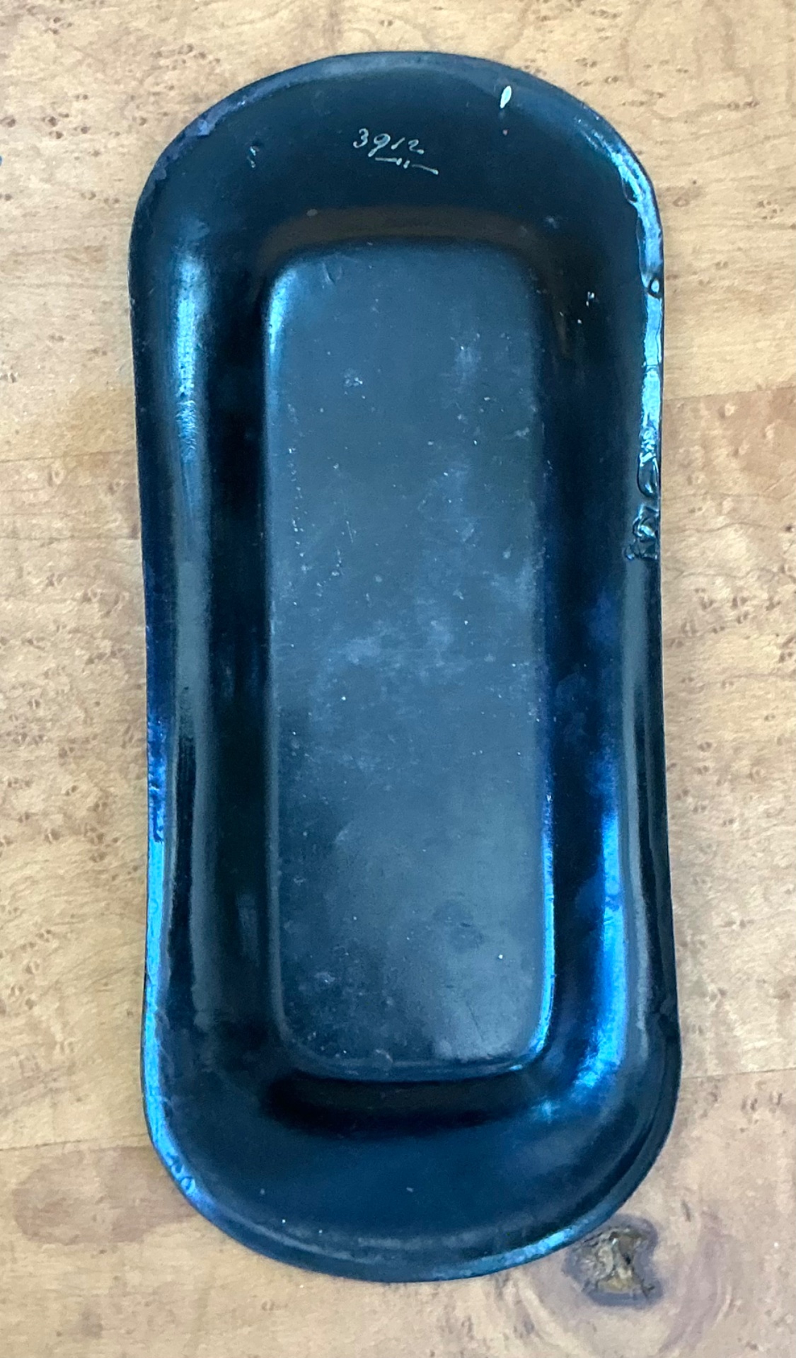 Vintage Hand-Painted Metal Vanity Tray - Side view