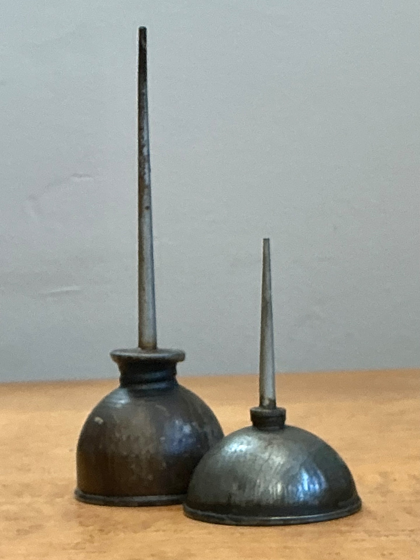 Vintage Metal Oil Cans - Pair - Back view