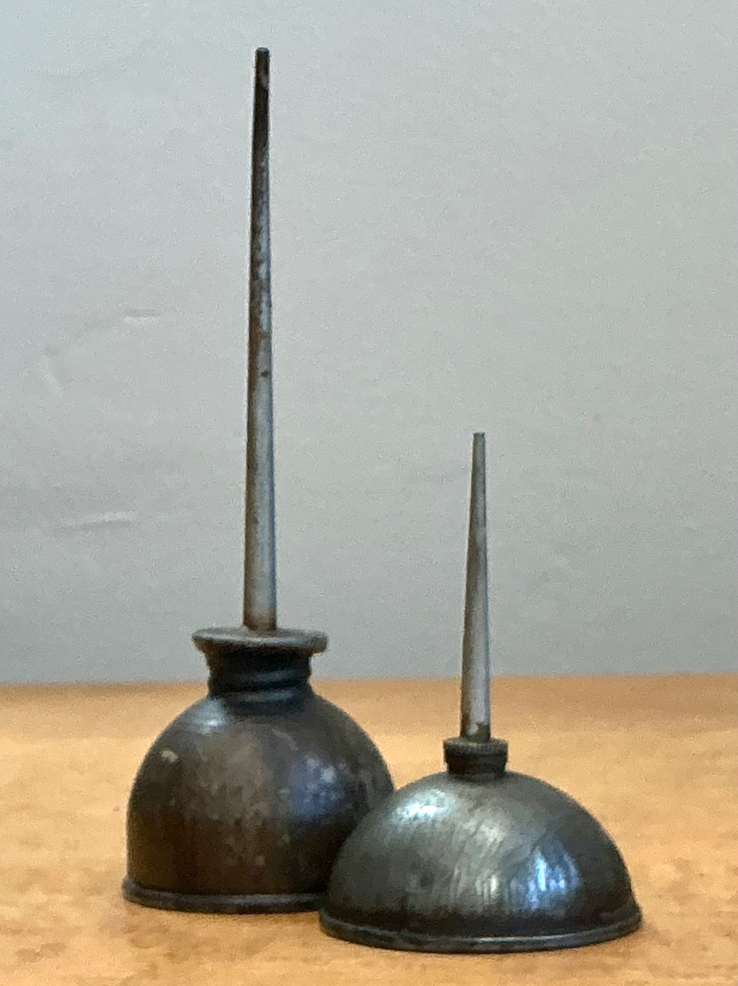 Vintage Metal Oil Cans - Pair - Detail view
