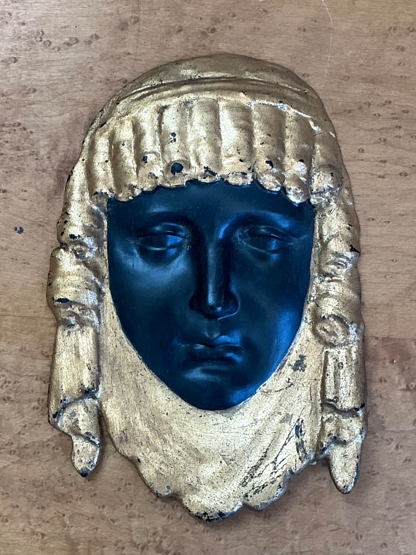 Vintage Decorative Gold and Black Mask - Detail view