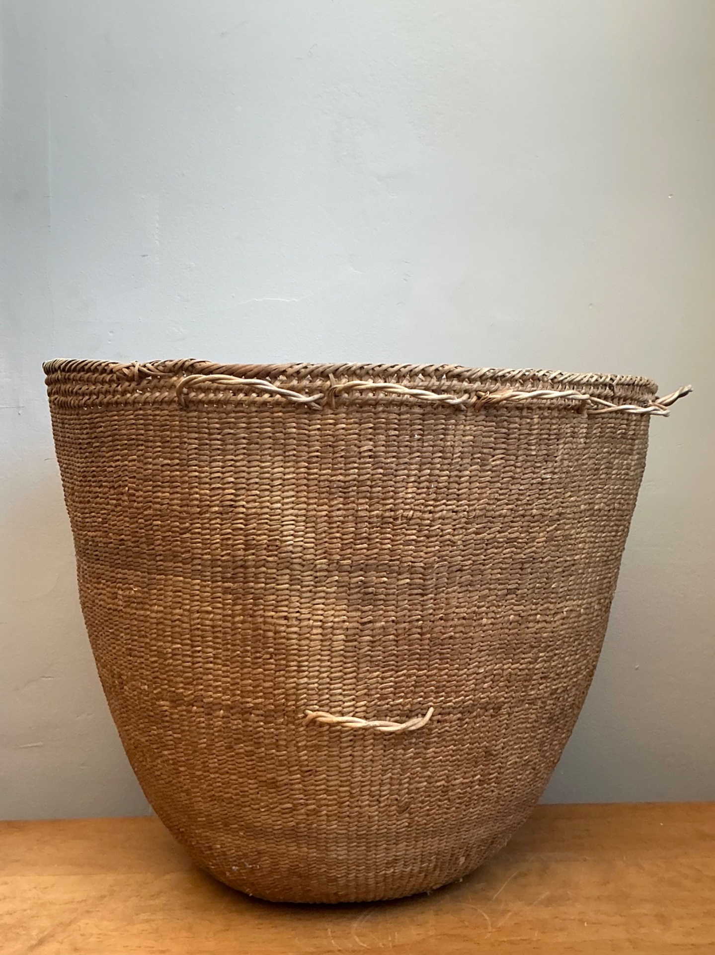 Vintage Handmade Woven Basket - Detail view