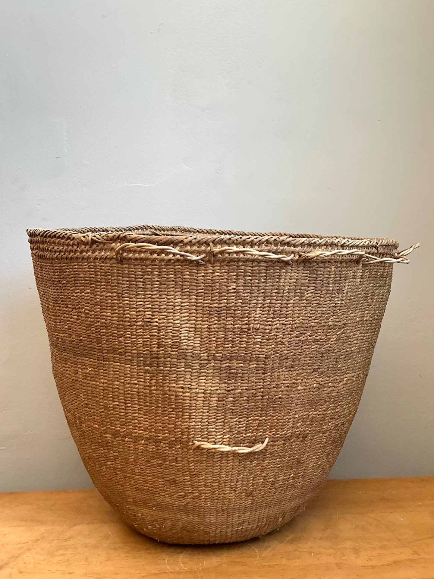 Vintage Handmade Woven Basket - Top view