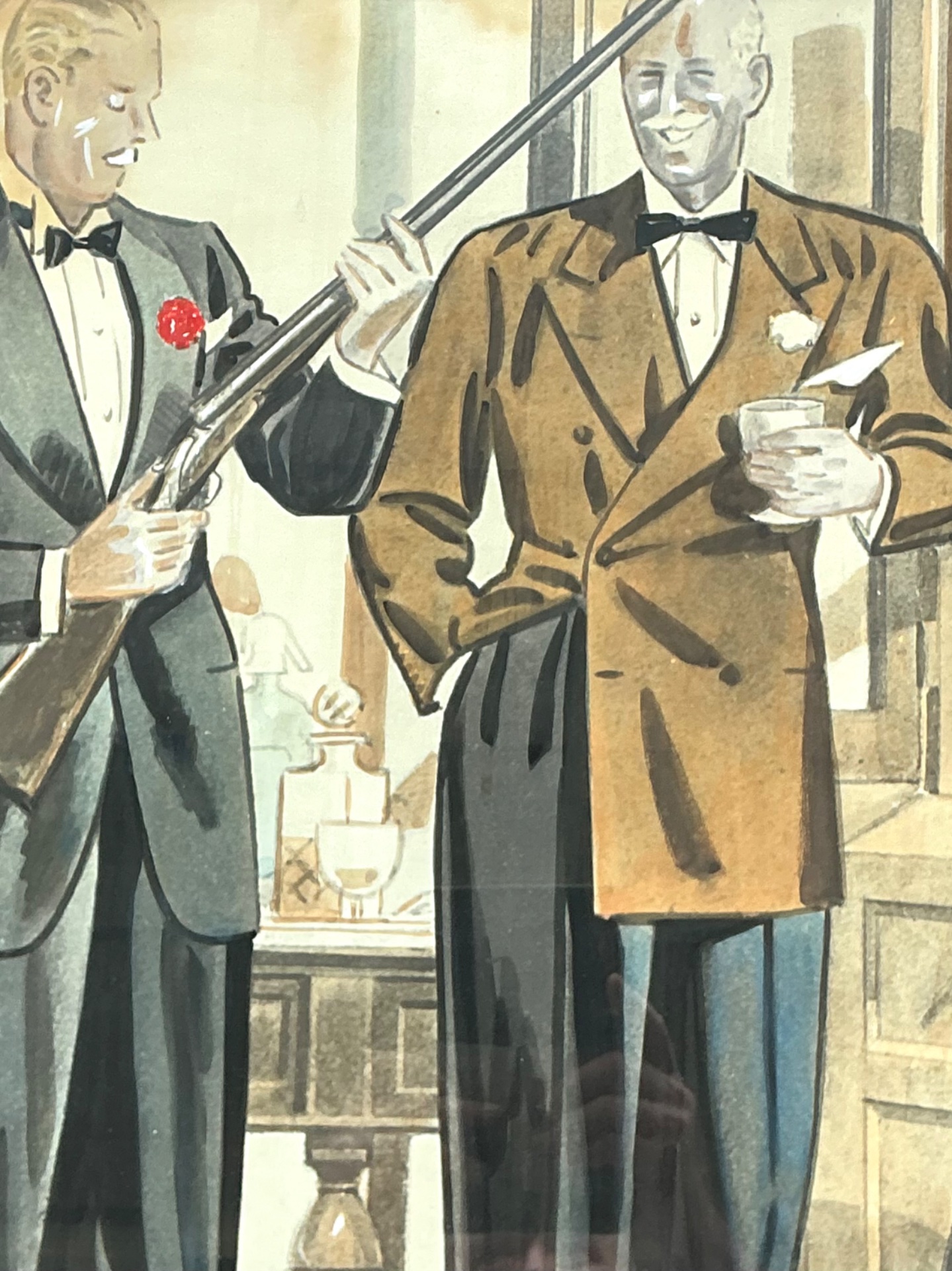 Vintage Framed Gentlemen's Club Illustration - Top view