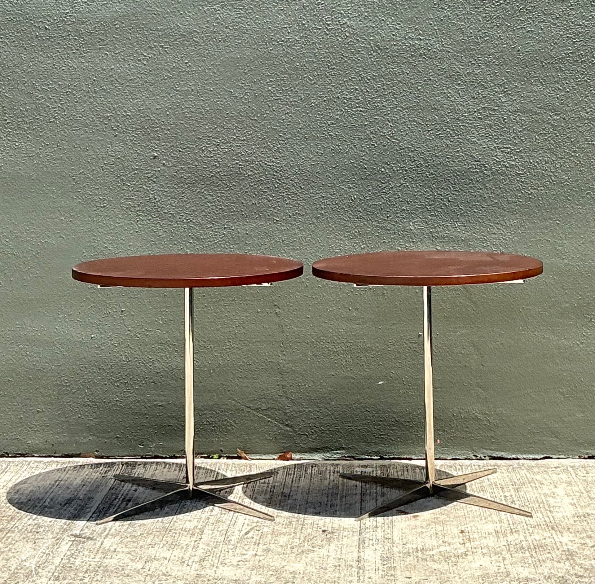 Bernhardt Design Modern Wood and Metal Accent Tables - Top view