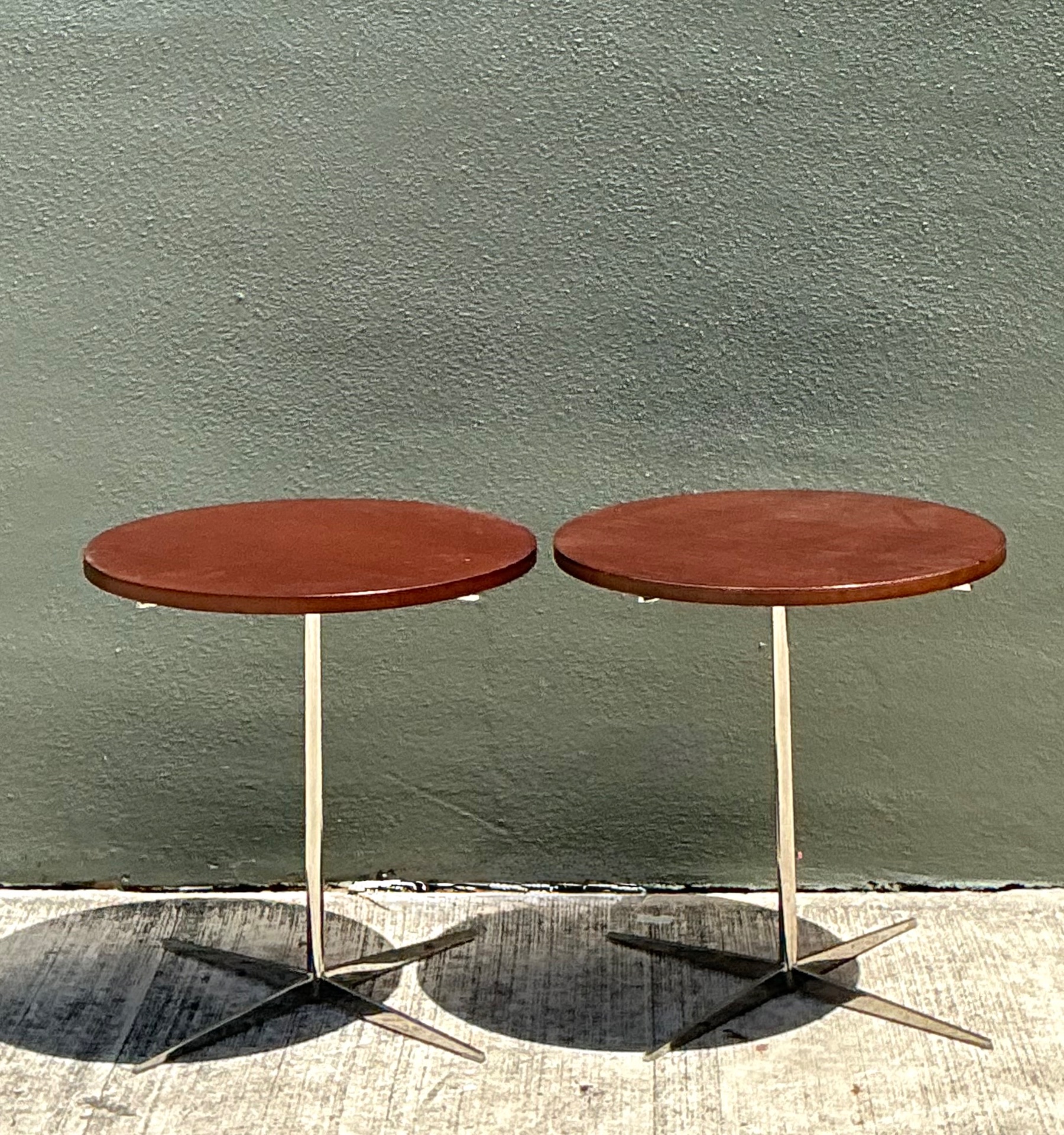 Bernhardt Design Modern Wood and Metal Accent Tables - Top view