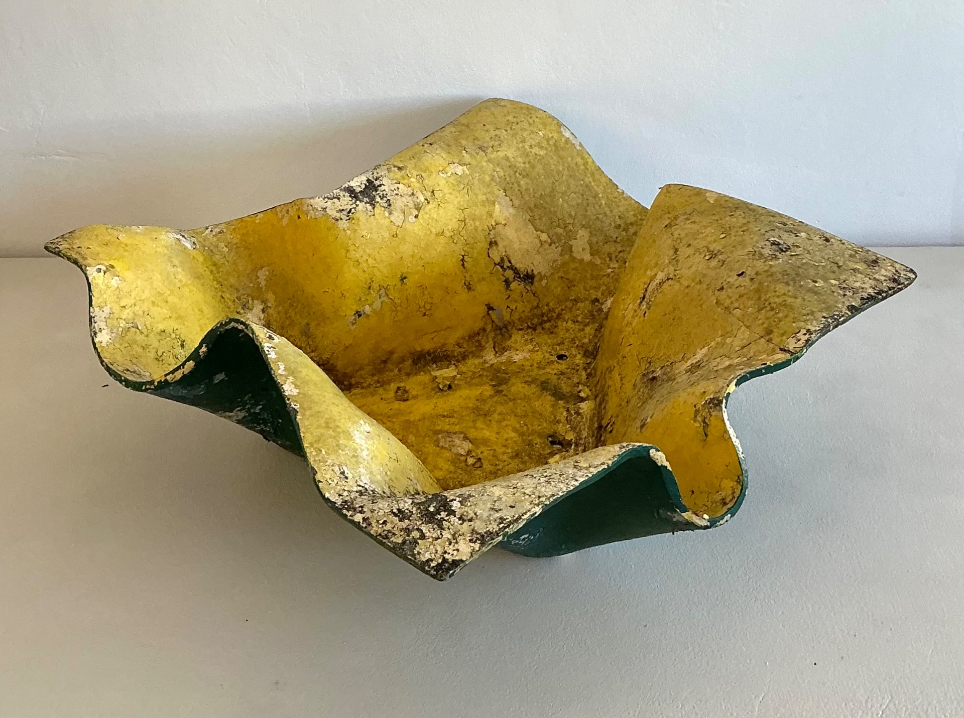 Vintage Willy Guhl Cement Over Fiberglass Handkerchief Planter - Back view