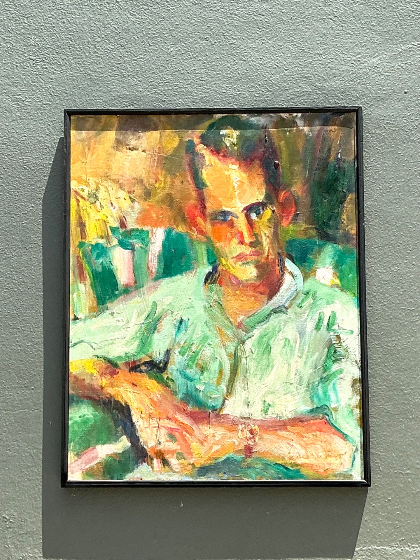 Vintage Original Portrait Of Sour Faced Man - Top view