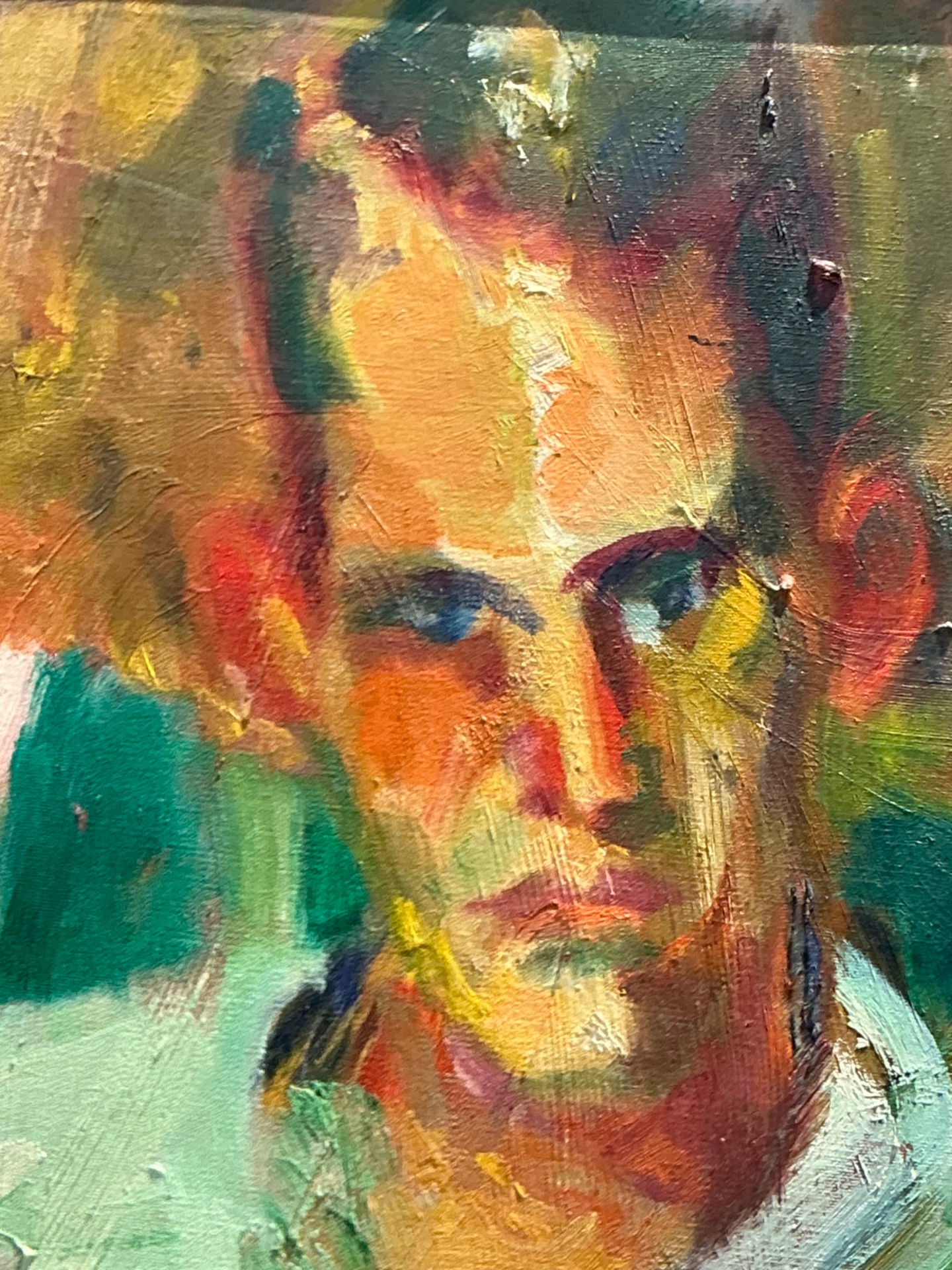 Vintage Original Portrait Of Sour Faced Man - Back view