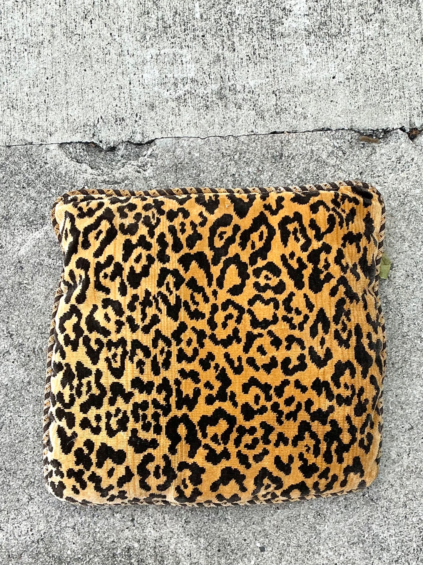 Vintage Scalamandre Leopard Throw Pillow - Side view