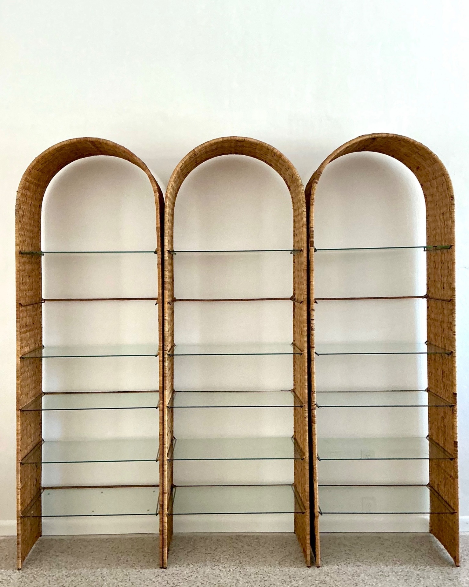 Vintage Woven Rattan Arched Etagere After Danny Ho Fung - Top view