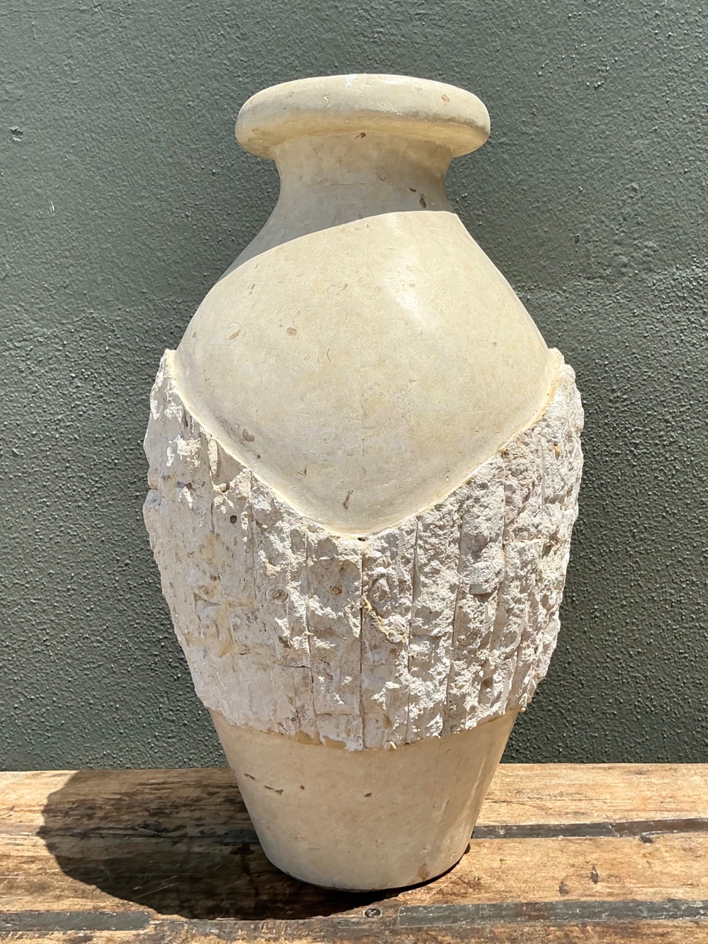 Vintage Tesellated  Stone Vase - Back view
