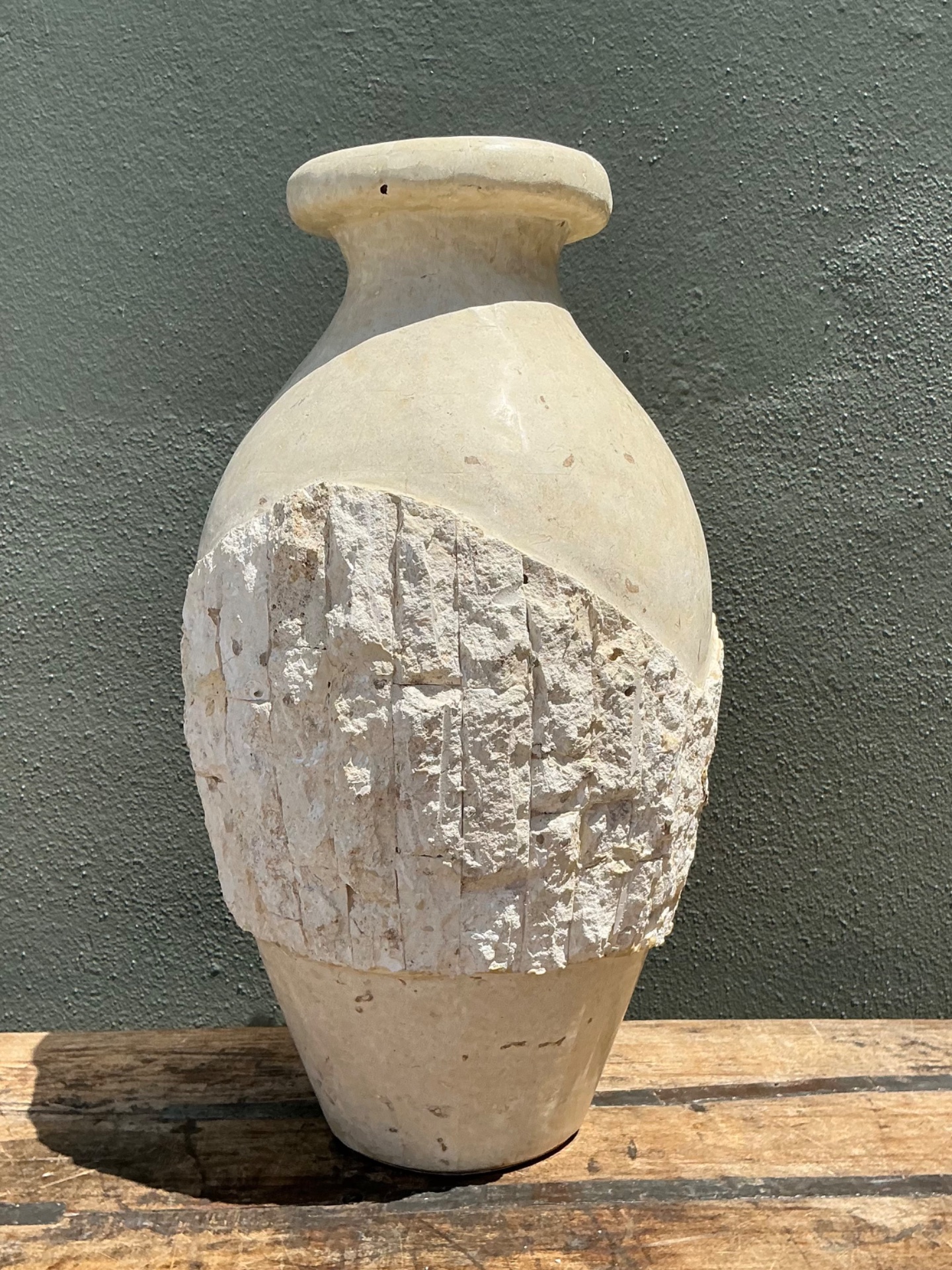 Vintage Tesellated  Stone Vase - Top view