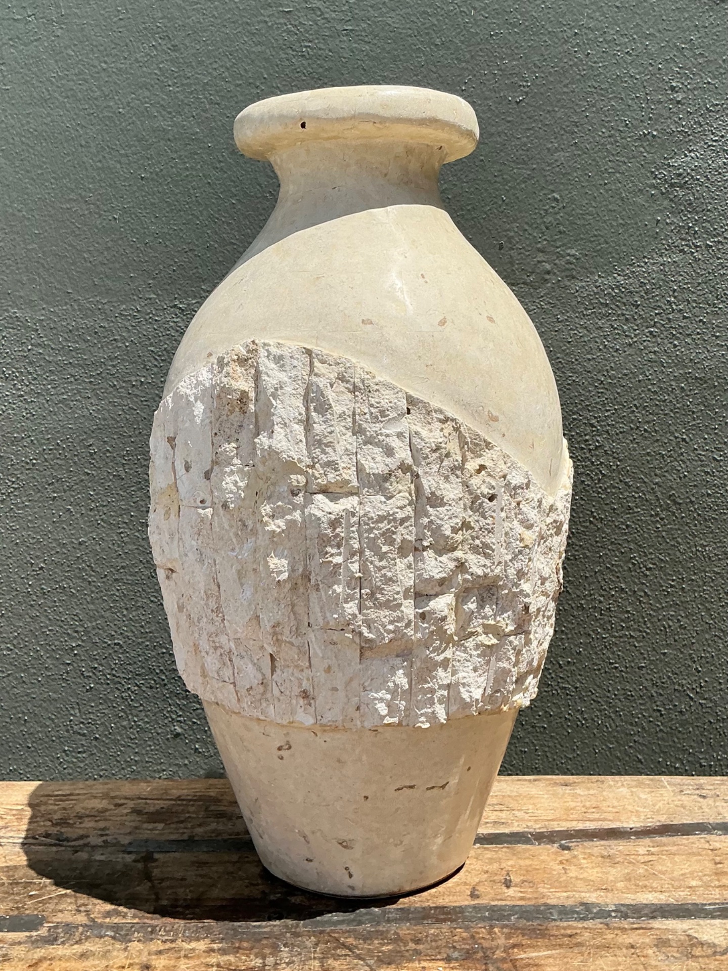 Vintage Tesellated  Stone Vase - Side view