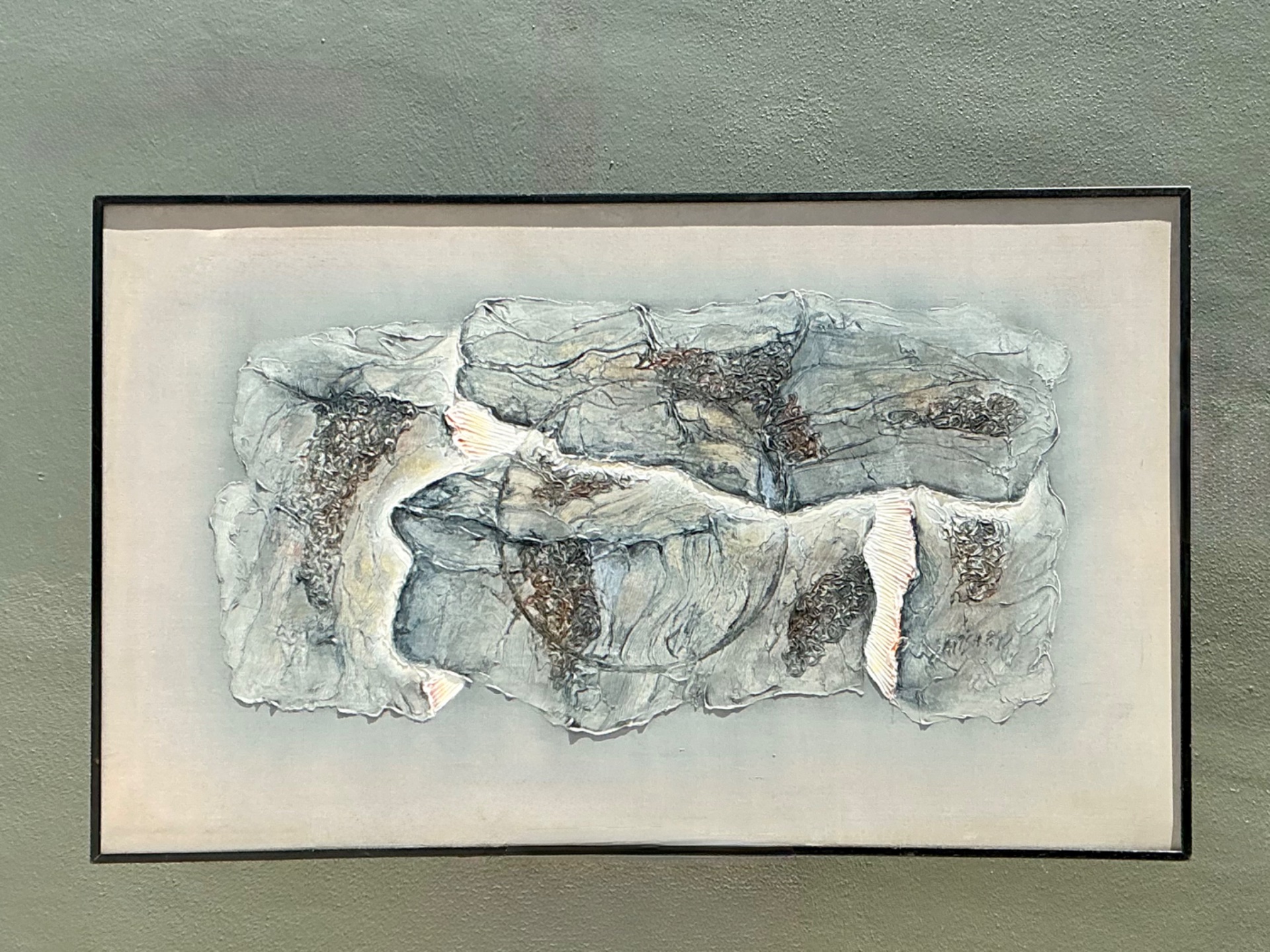 Vintage Mixed Media Abstract Relief Painting - Detail view