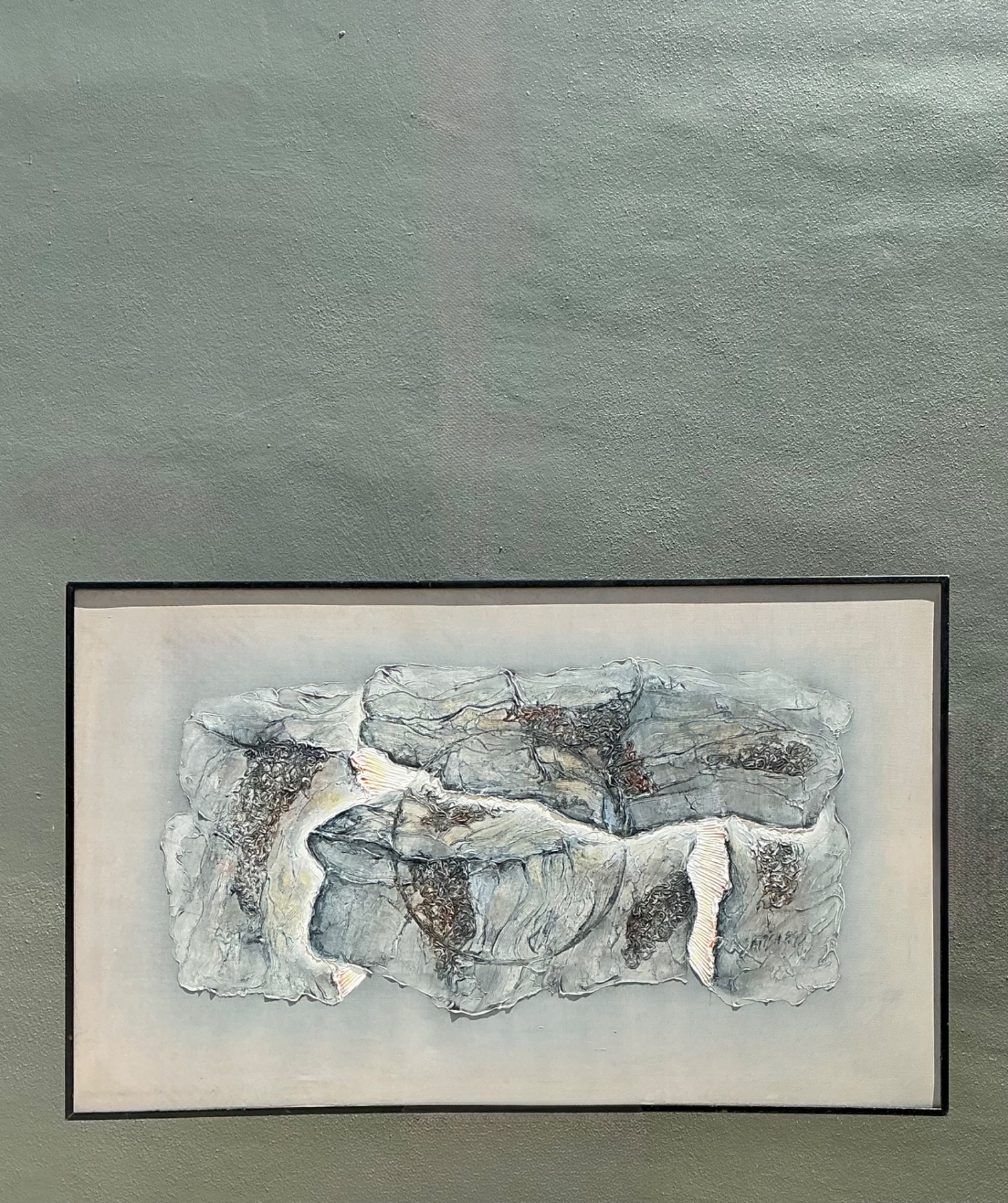 Vintage Mixed Media Abstract Relief Painting - Side view