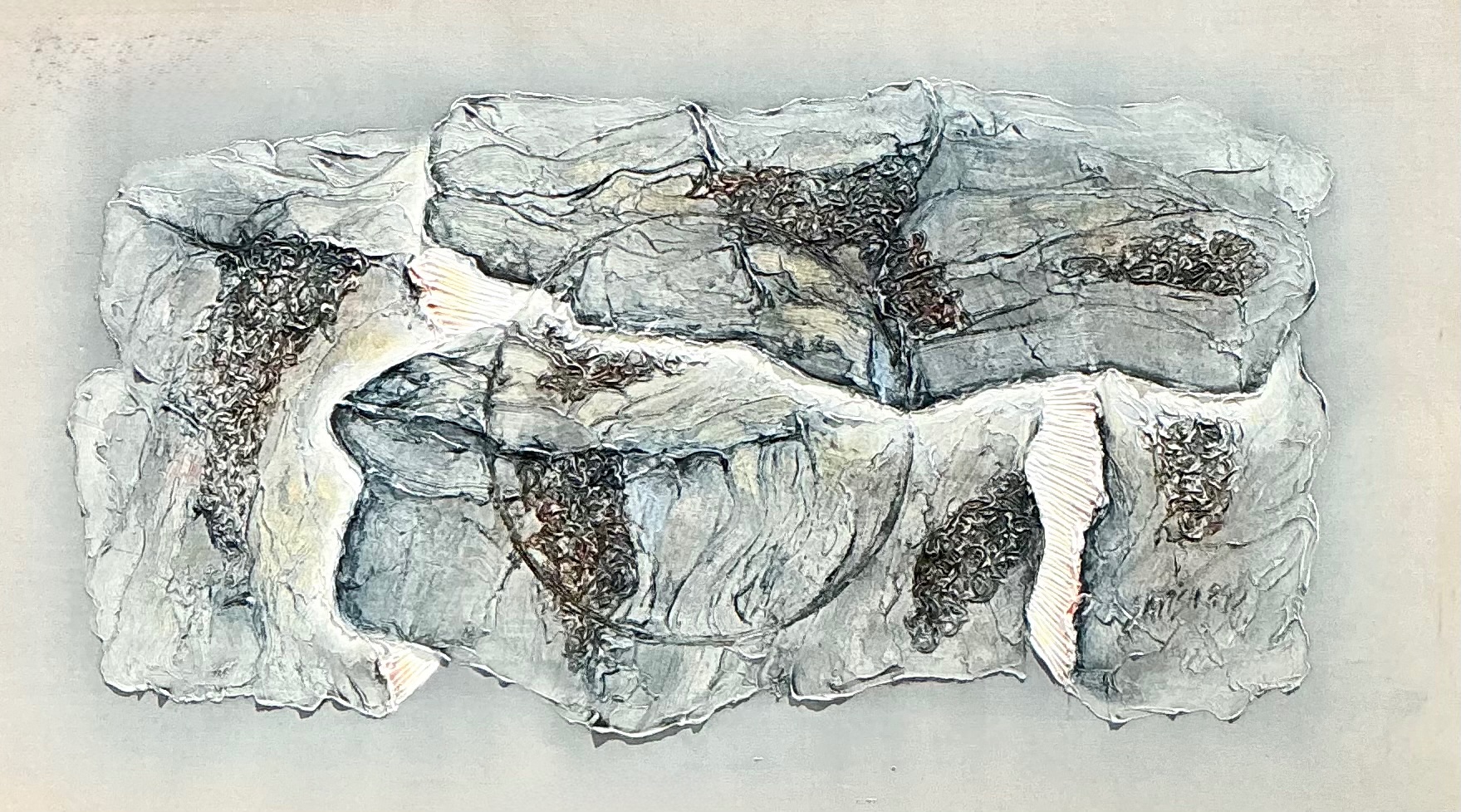 Vintage Mixed Media Abstract Relief Painting - Top view