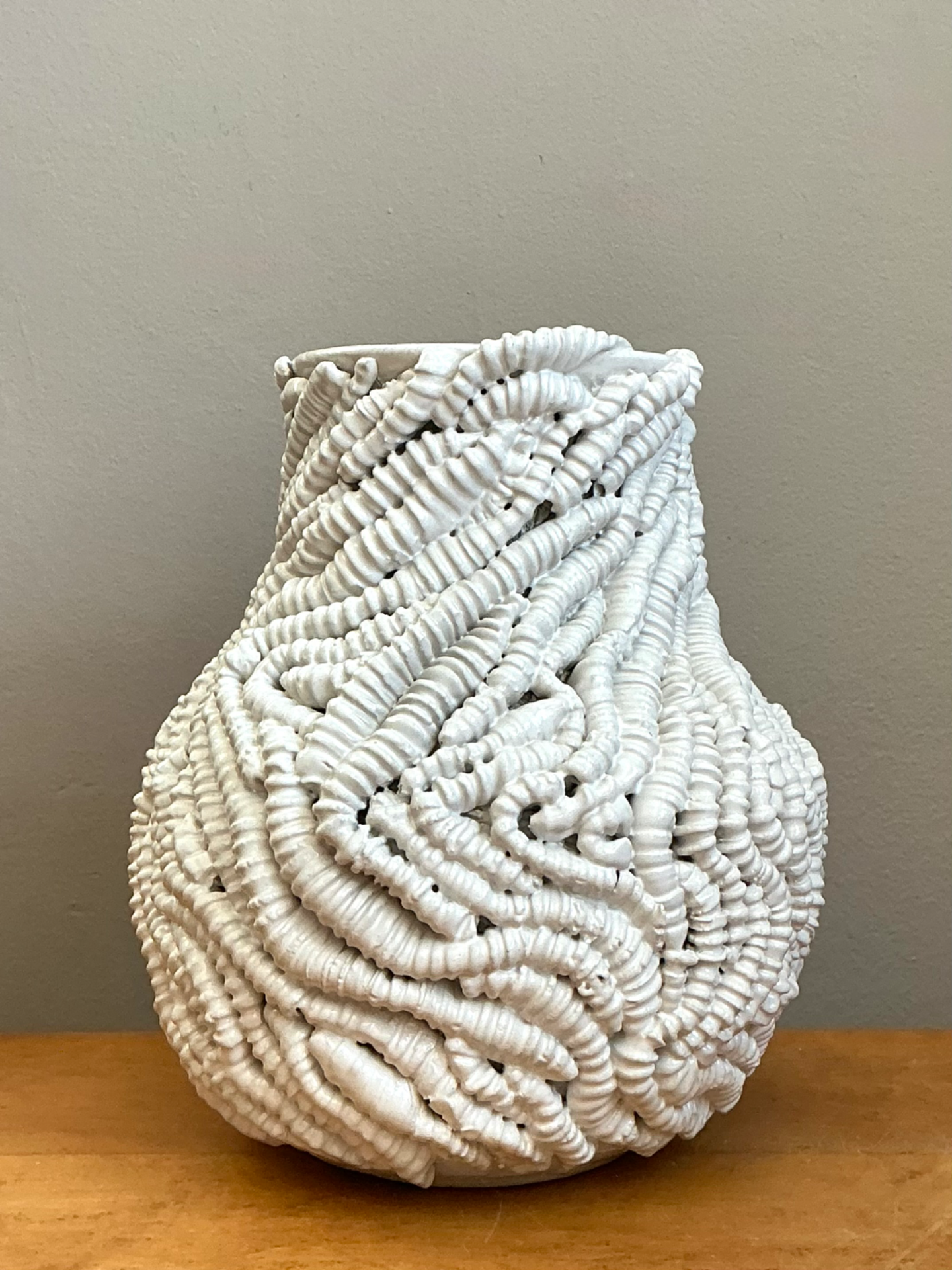 Handcrafted Kass O’Brien Textured Ceramic Vase - Detail view