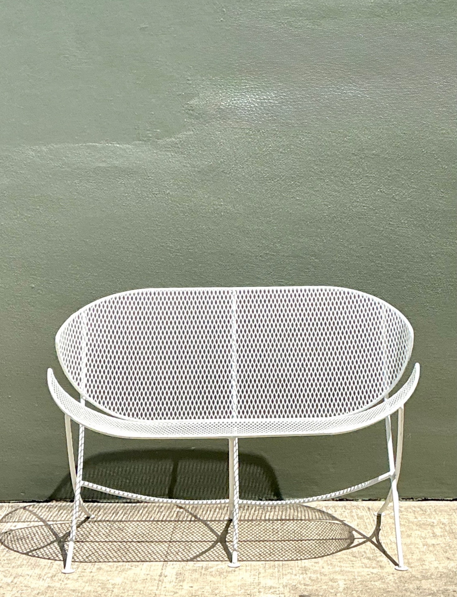 Mid-Century Modern Salterini “Orange Slice” Metal Mesh Bench - Back view