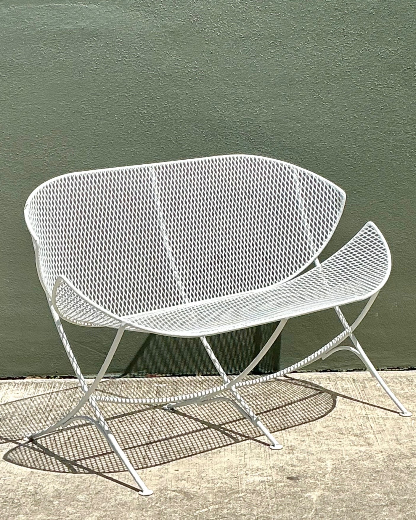 Mid-Century Modern Salterini “Orange Slice” Metal Mesh Bench - Top view