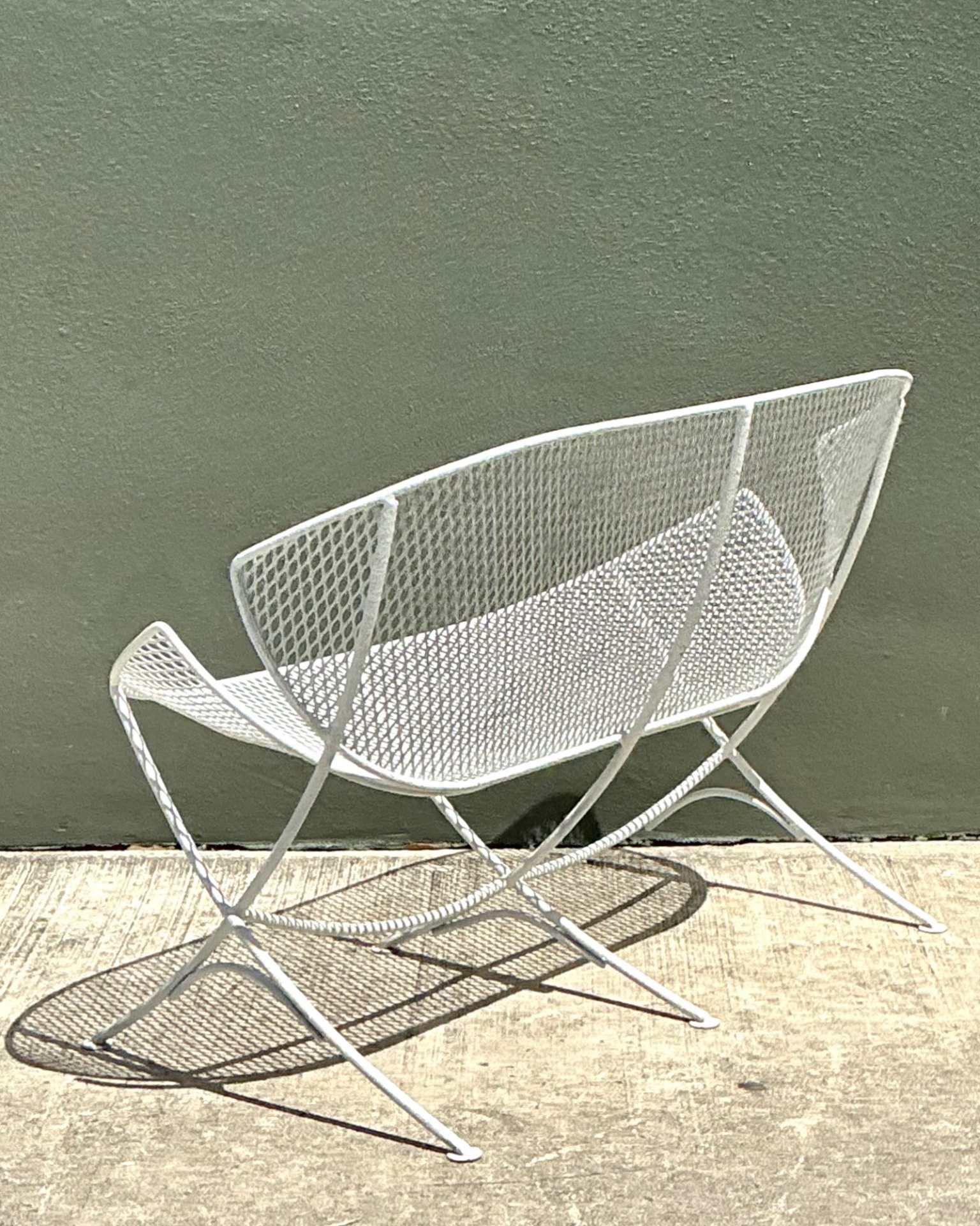 Mid-Century Modern Salterini “Orange Slice” Metal Mesh Bench - Back view