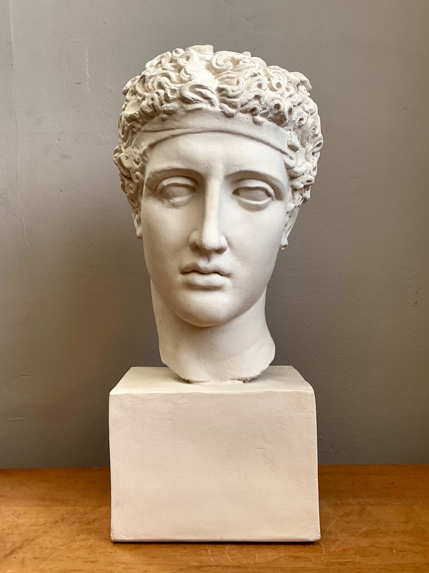 Vintage Plaster Classical Bust Of Roman Warrior - Top view