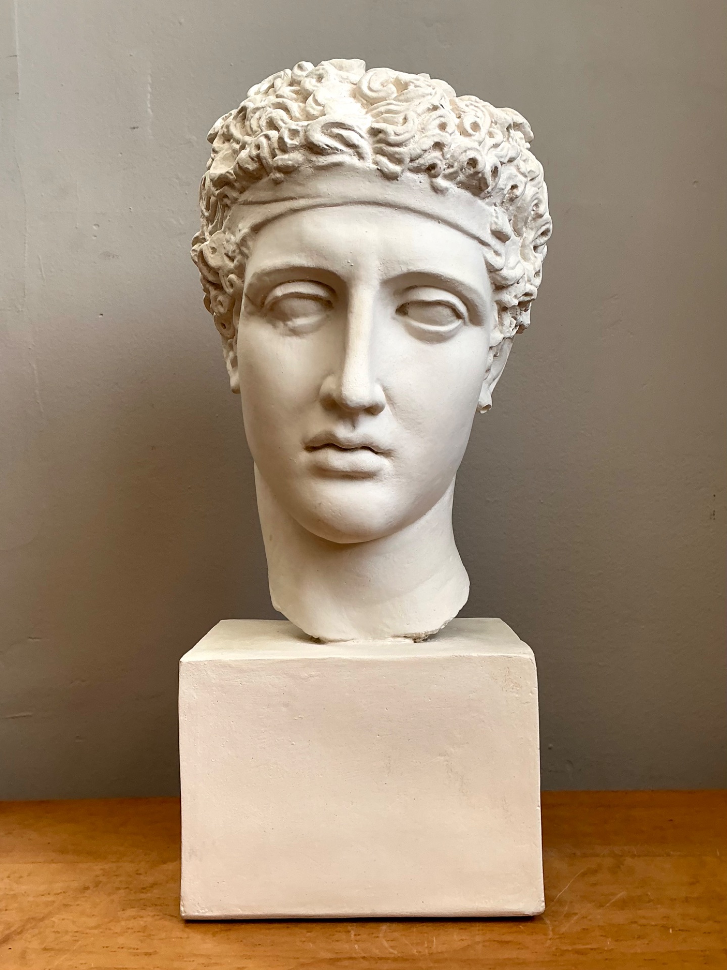 Vintage Plaster Classical Bust Of Roman Warrior - Side view