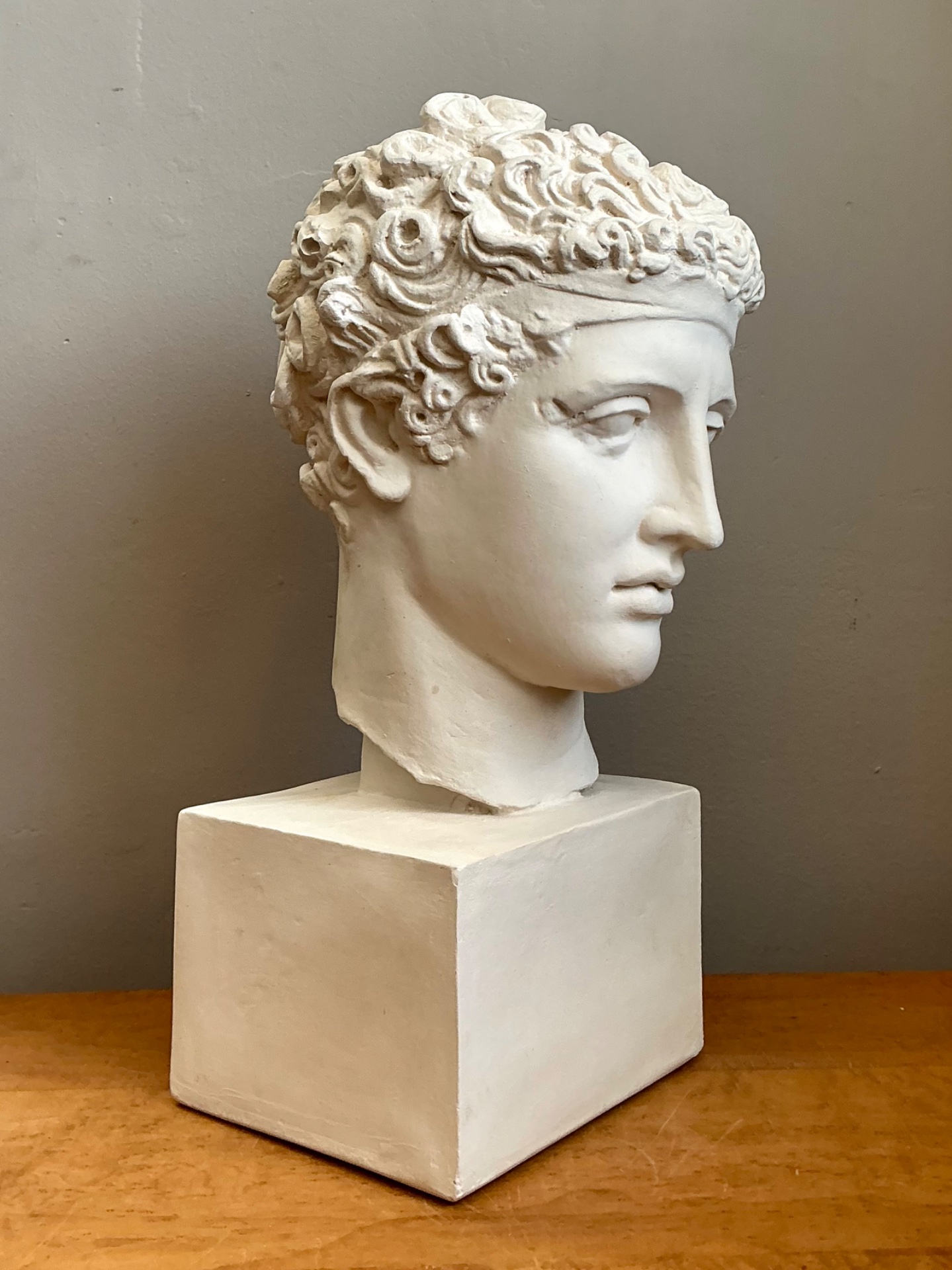Vintage Plaster Classical Bust Of Roman Warrior - Back view