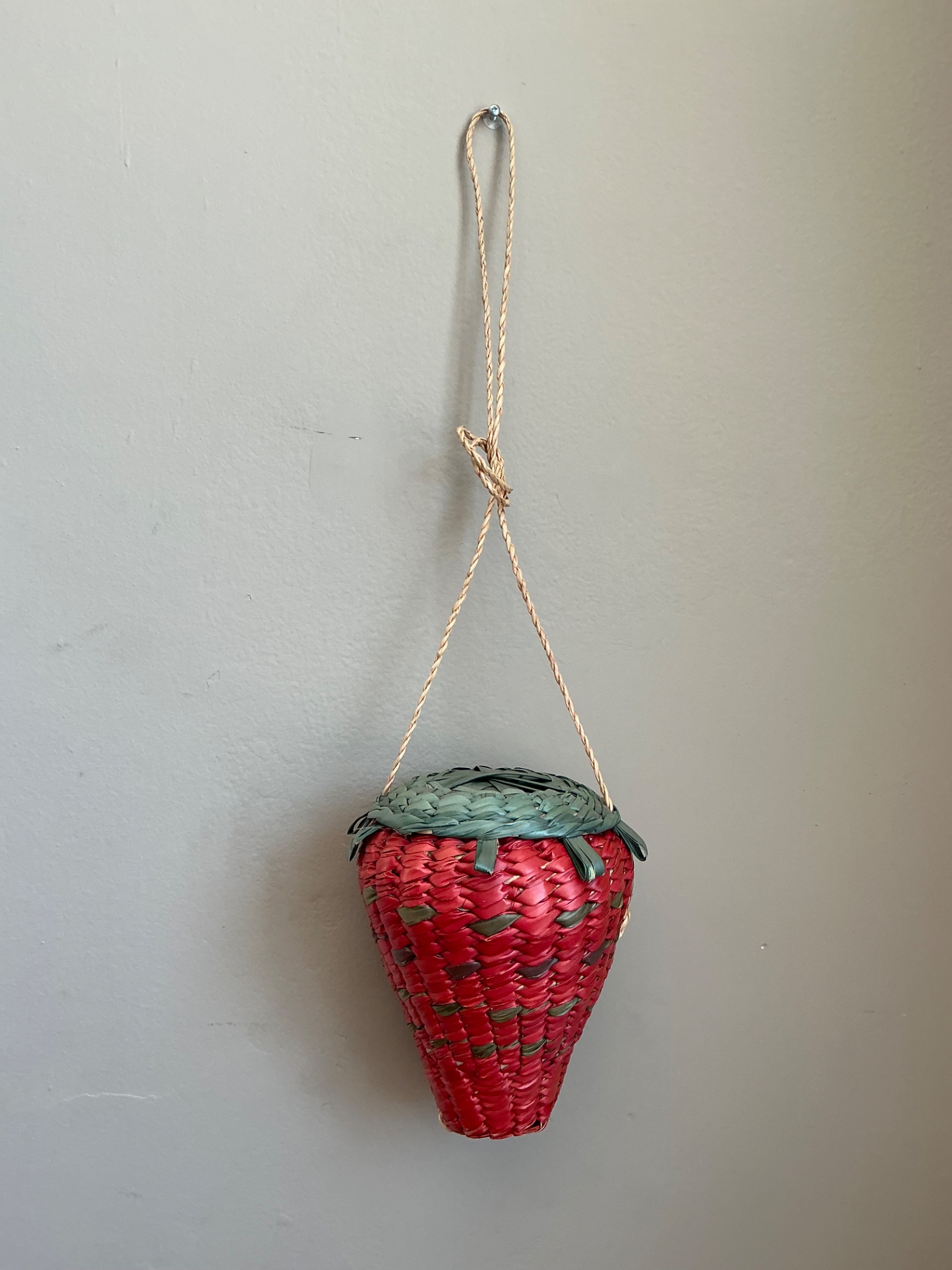 Vintage Woven Rattan Strawberry Bag - Top view
