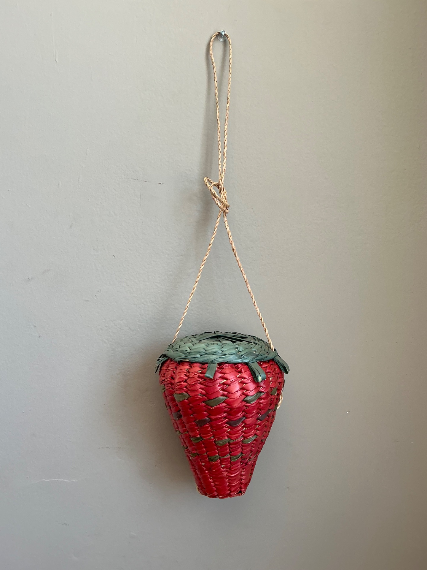 Vintage Woven Rattan Strawberry Bag - Back view