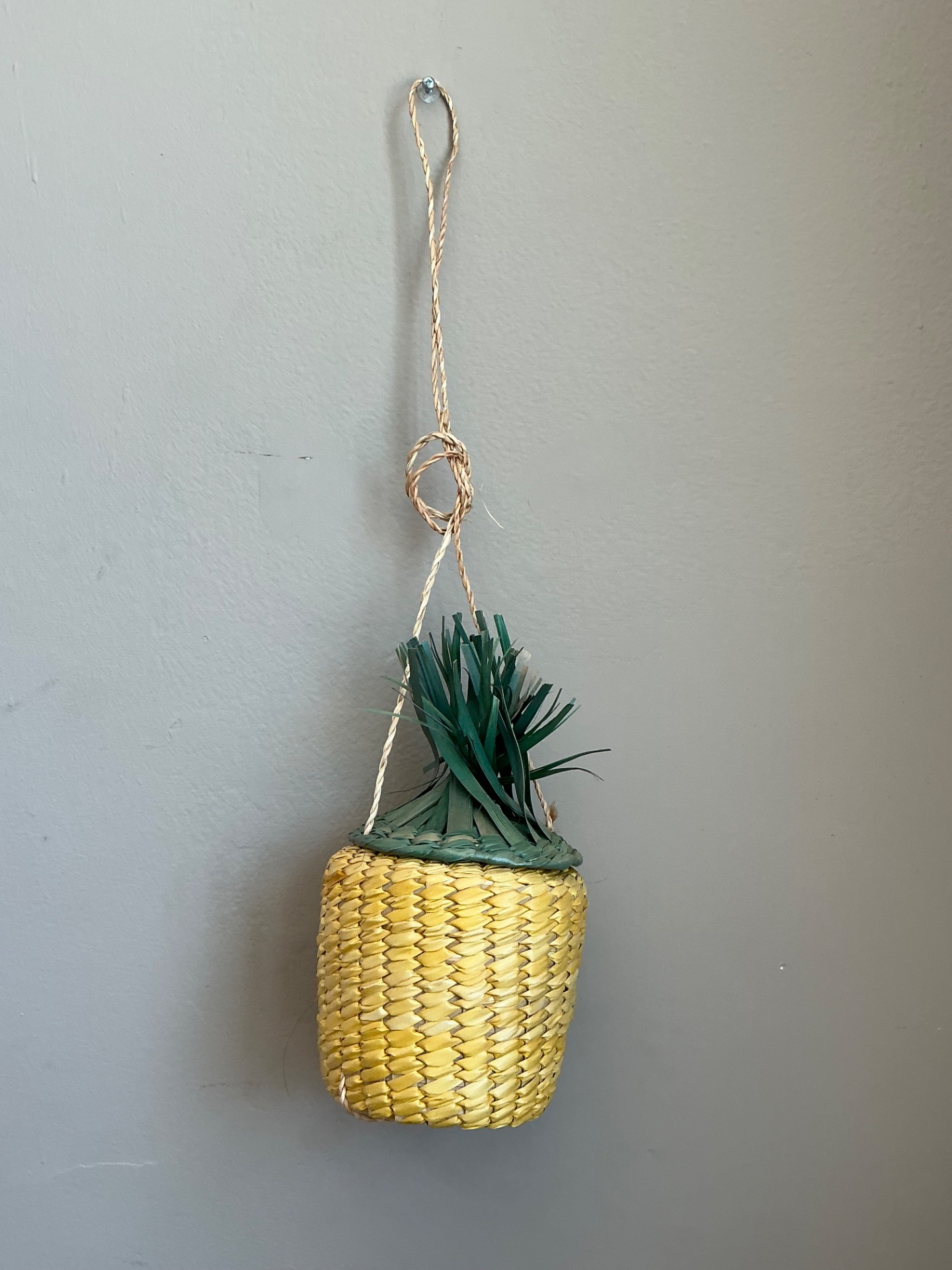 Vintage Woven Rattan Pineapple Bag - Top view