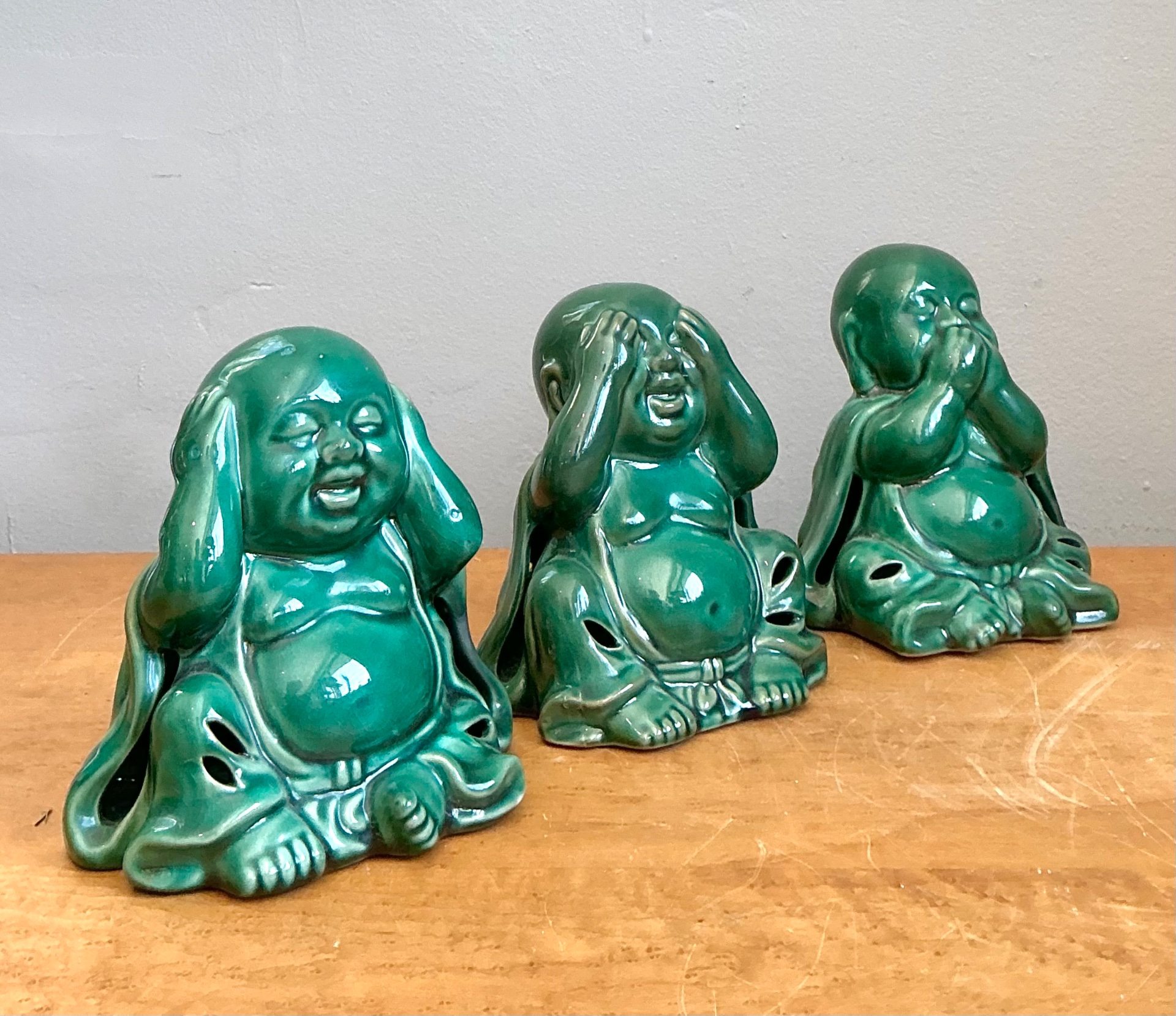 Vintage Ceramic Buddha Figurines - Set of 3 - Detail view
