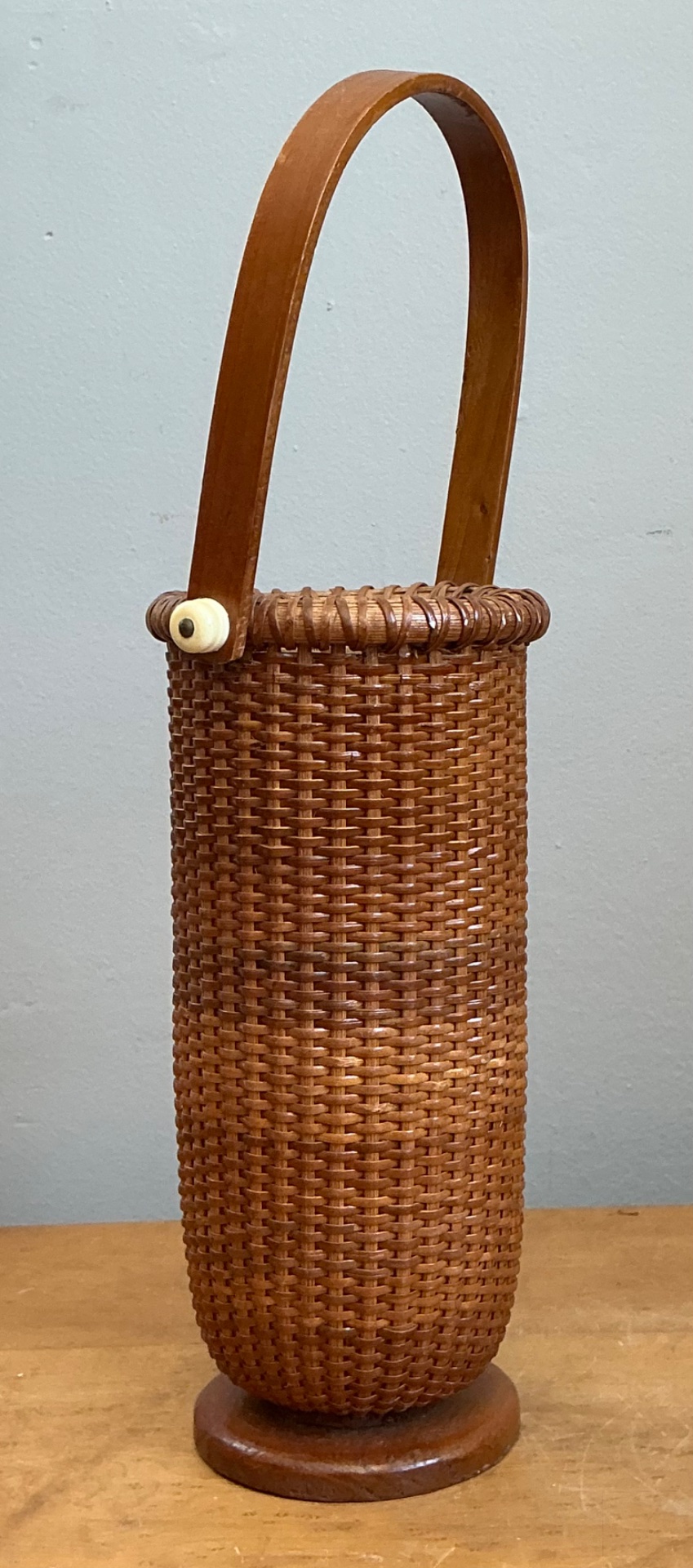 Vintage Shaker Tall Woven Rattan Basket - Top view