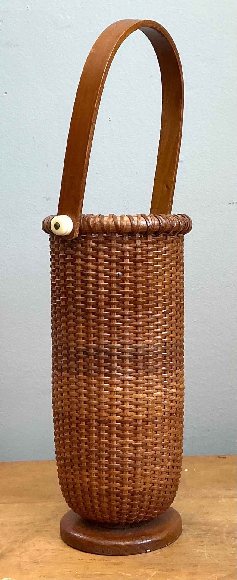 Vintage Shaker Tall Woven Rattan Basket - Side view