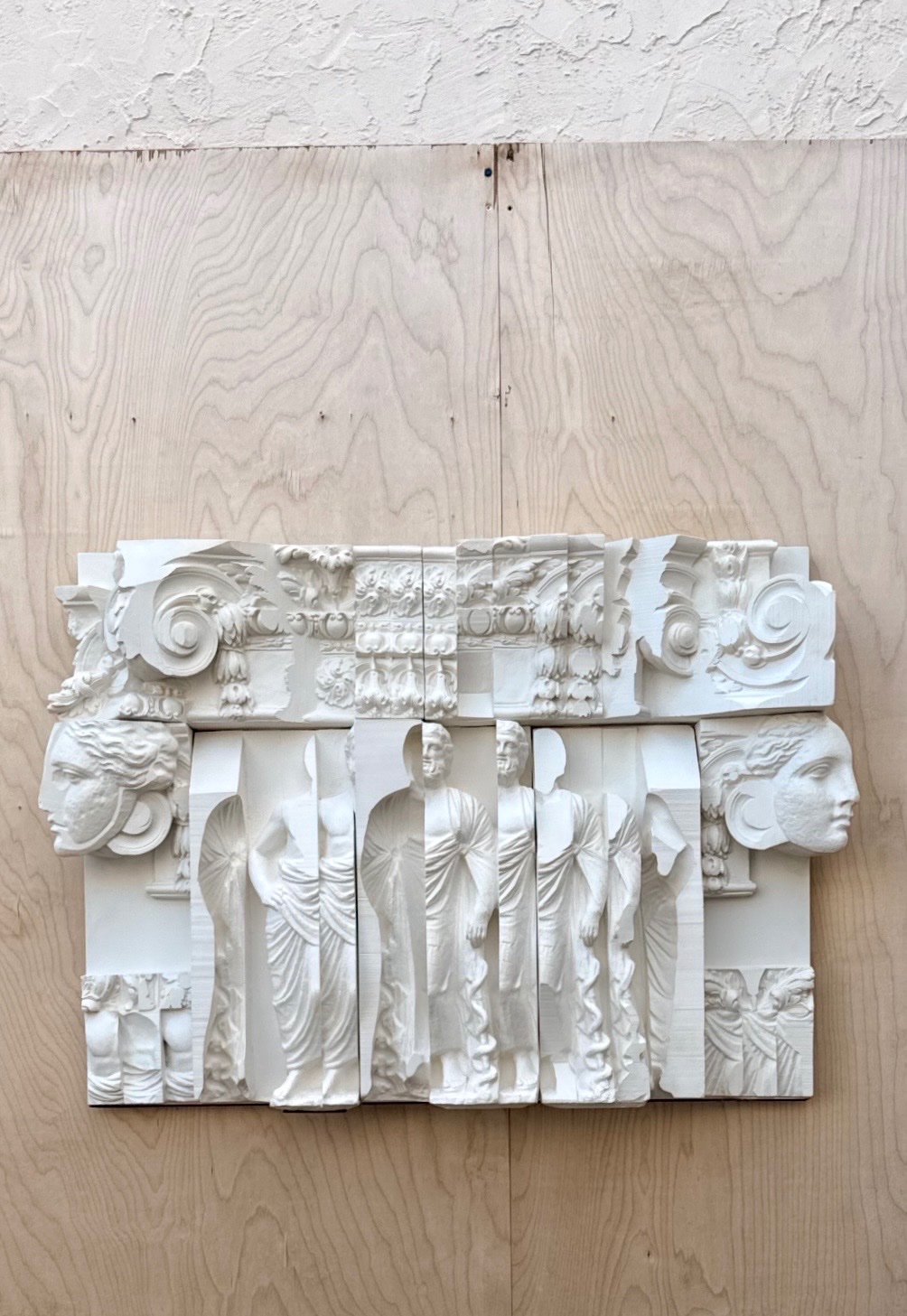 Vintage White Relief Sculpture Panel - Back view