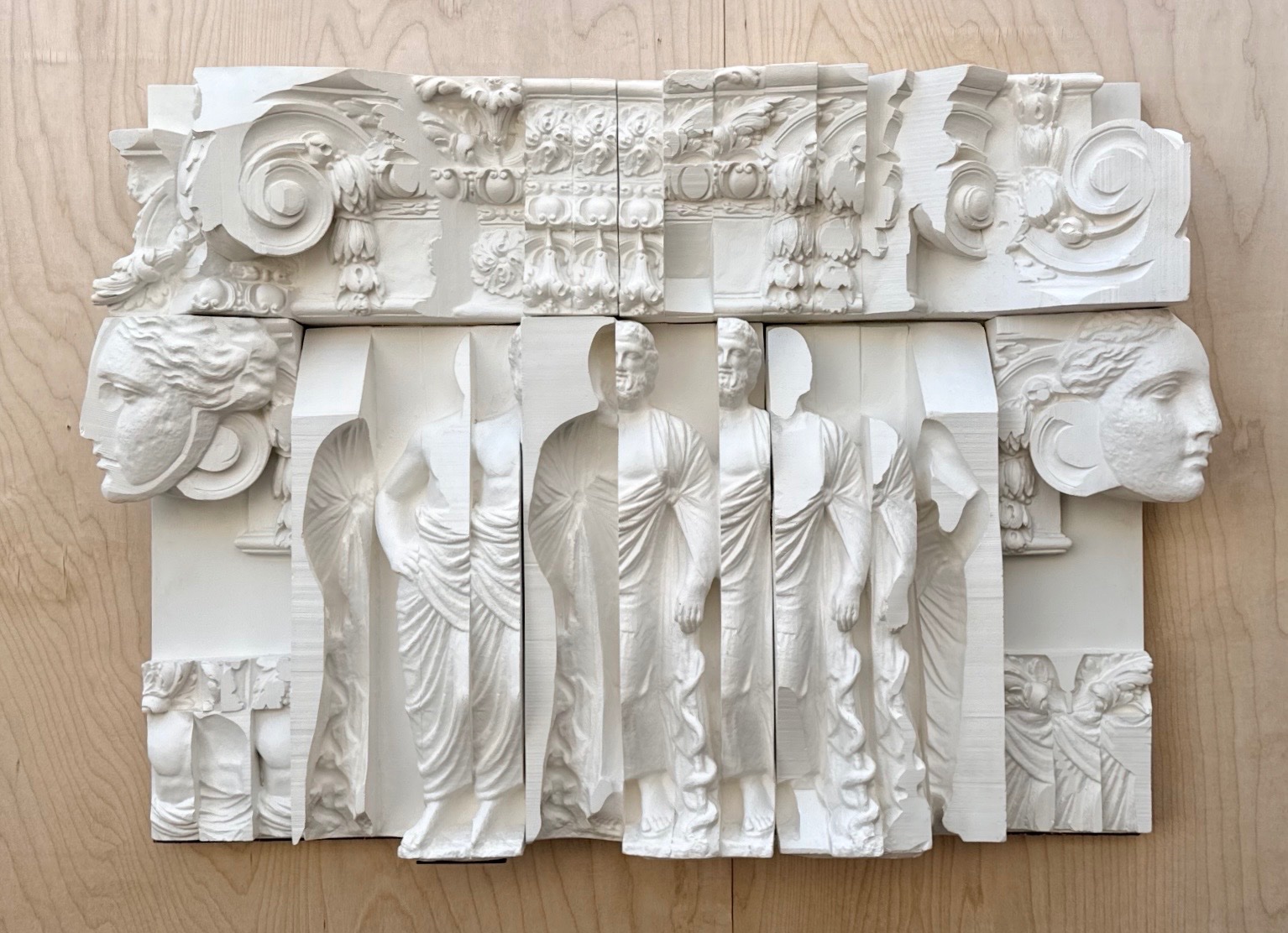 Vintage White Relief Sculpture Panel - Side view