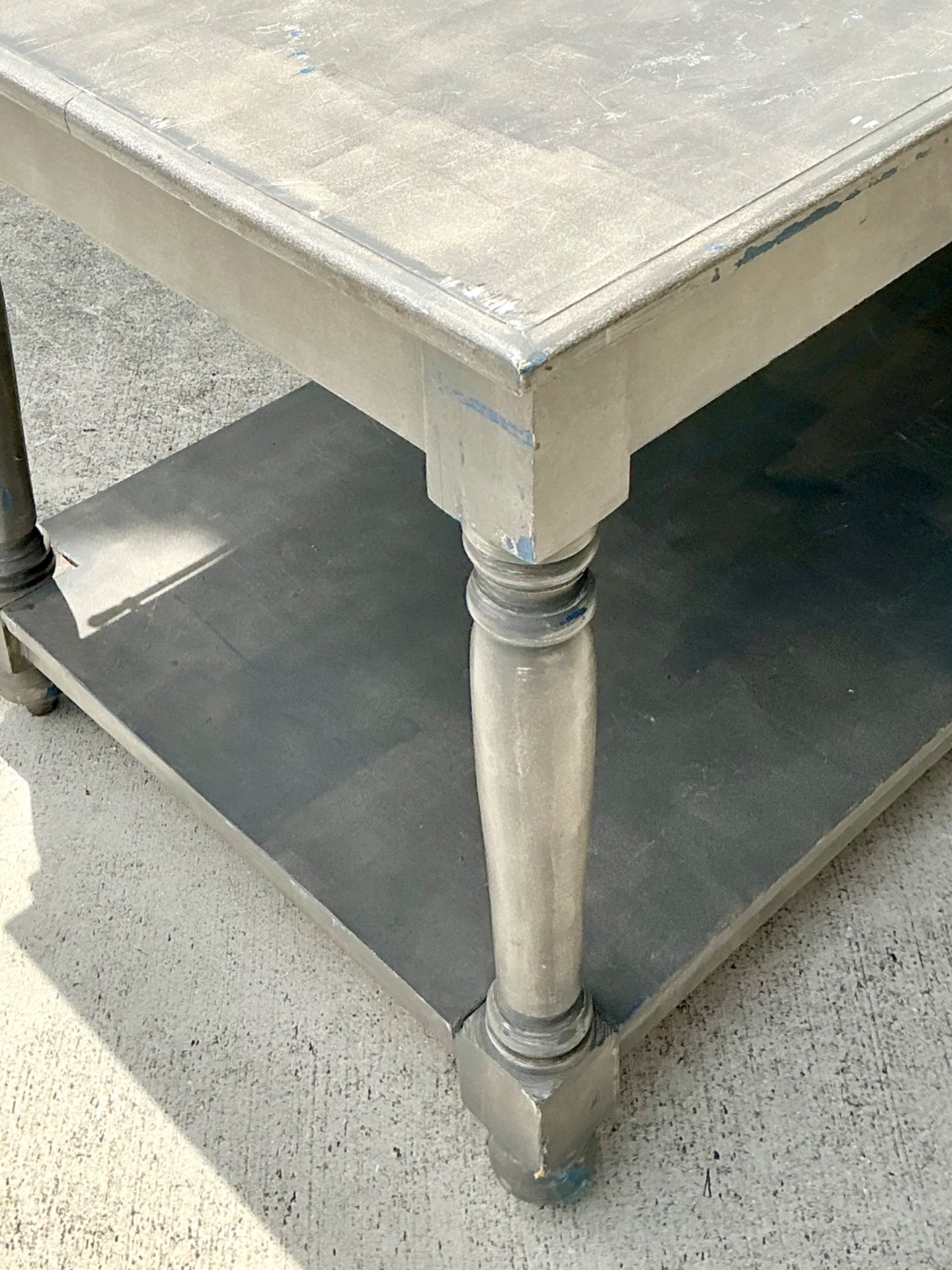 Monumental Vintage Rustic Wooden Farm Table - Detail view