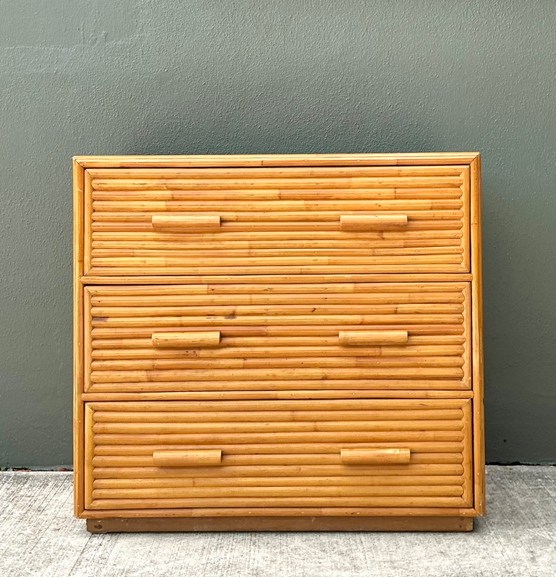 Vintage Bamboo Three-Drawer Chest - Back view