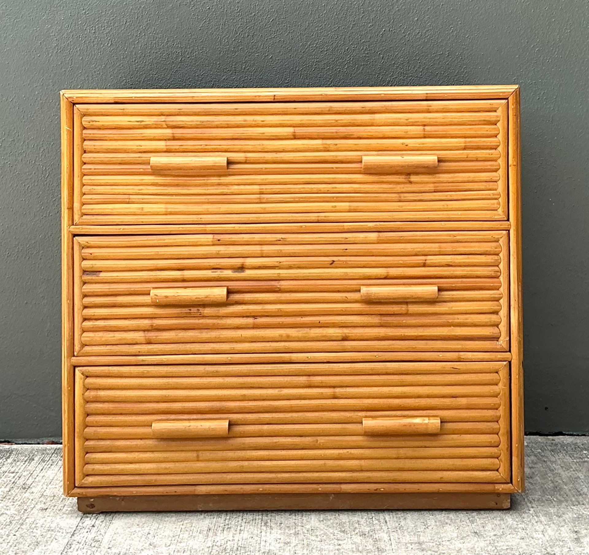 Vintage Bamboo Three-Drawer Chest - Detail view