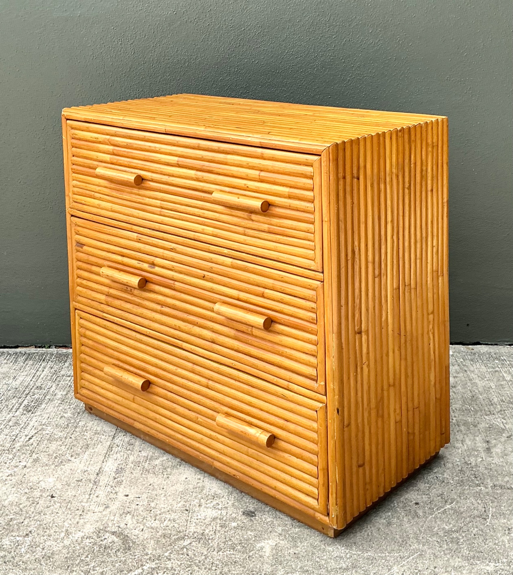 Vintage Bamboo Three-Drawer Chest - Top view