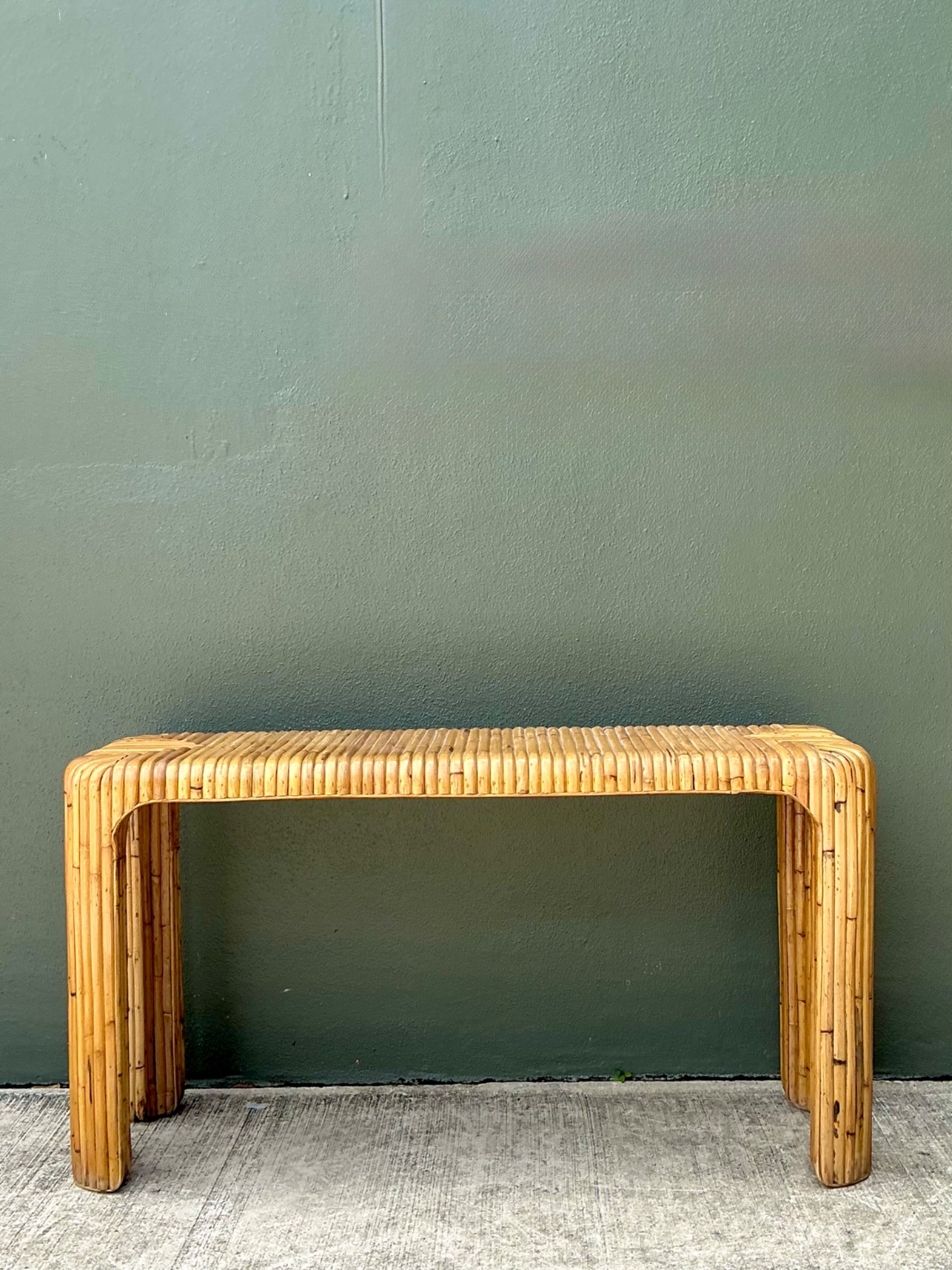 Vintage Rattan Waterfall Console Table - Detail view