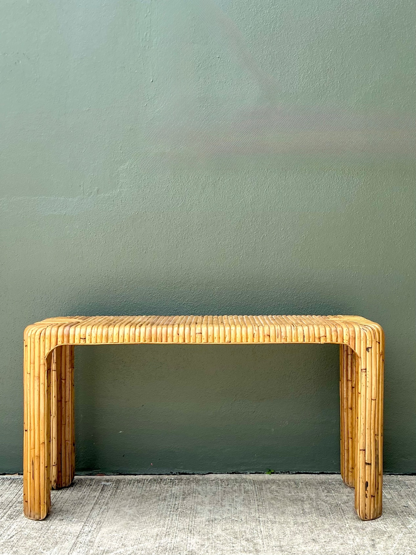 Vintage Rattan Waterfall Console Table - Back view