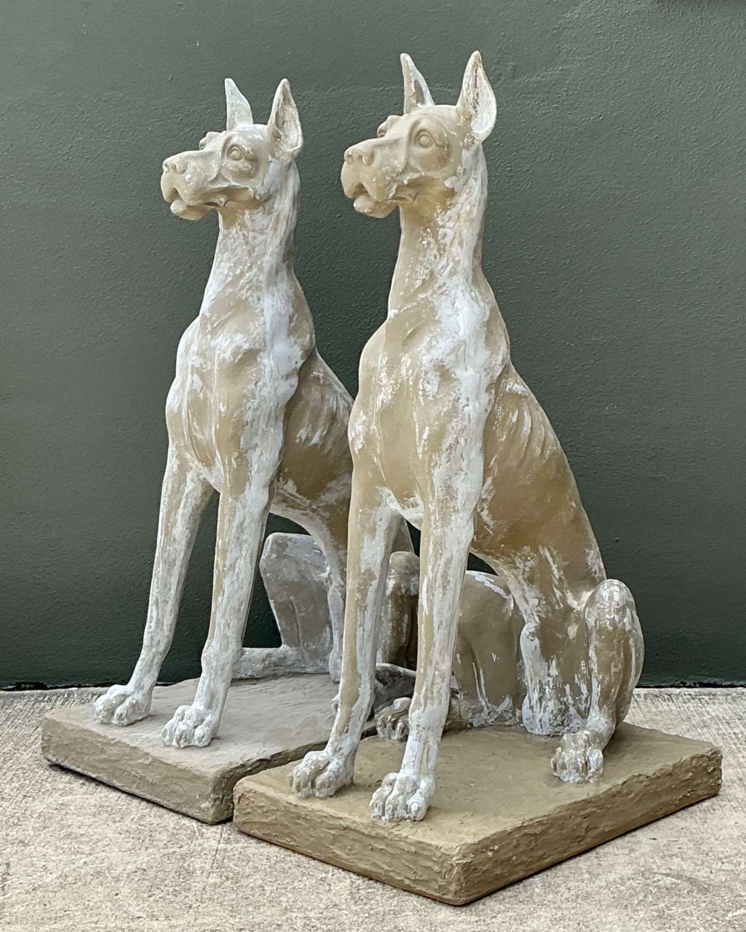 Vintage Eco Plaster Great Dane Sculptures - Pair - Back view