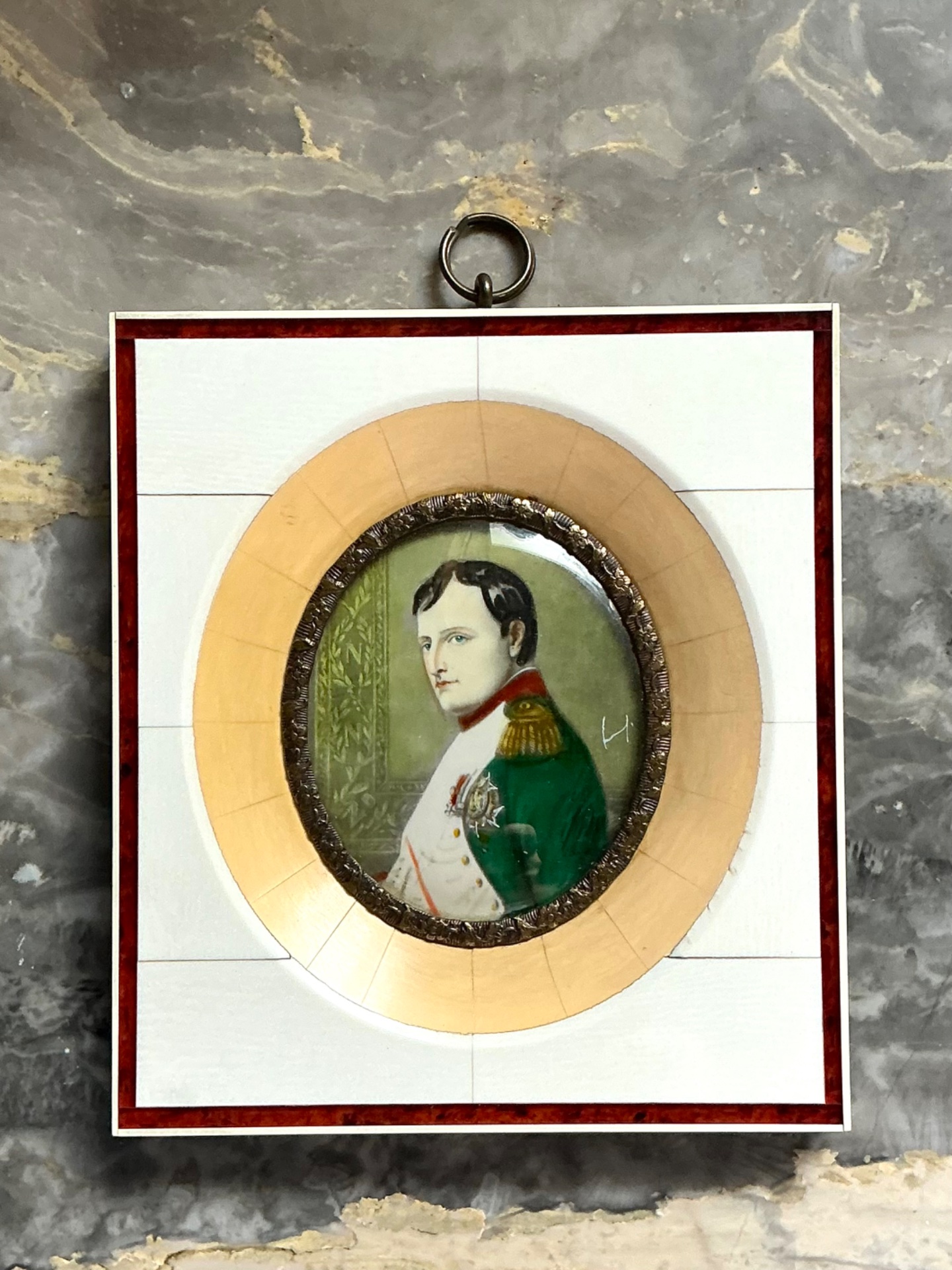 Vintage German Hand-Painted Portrait - Detail view
