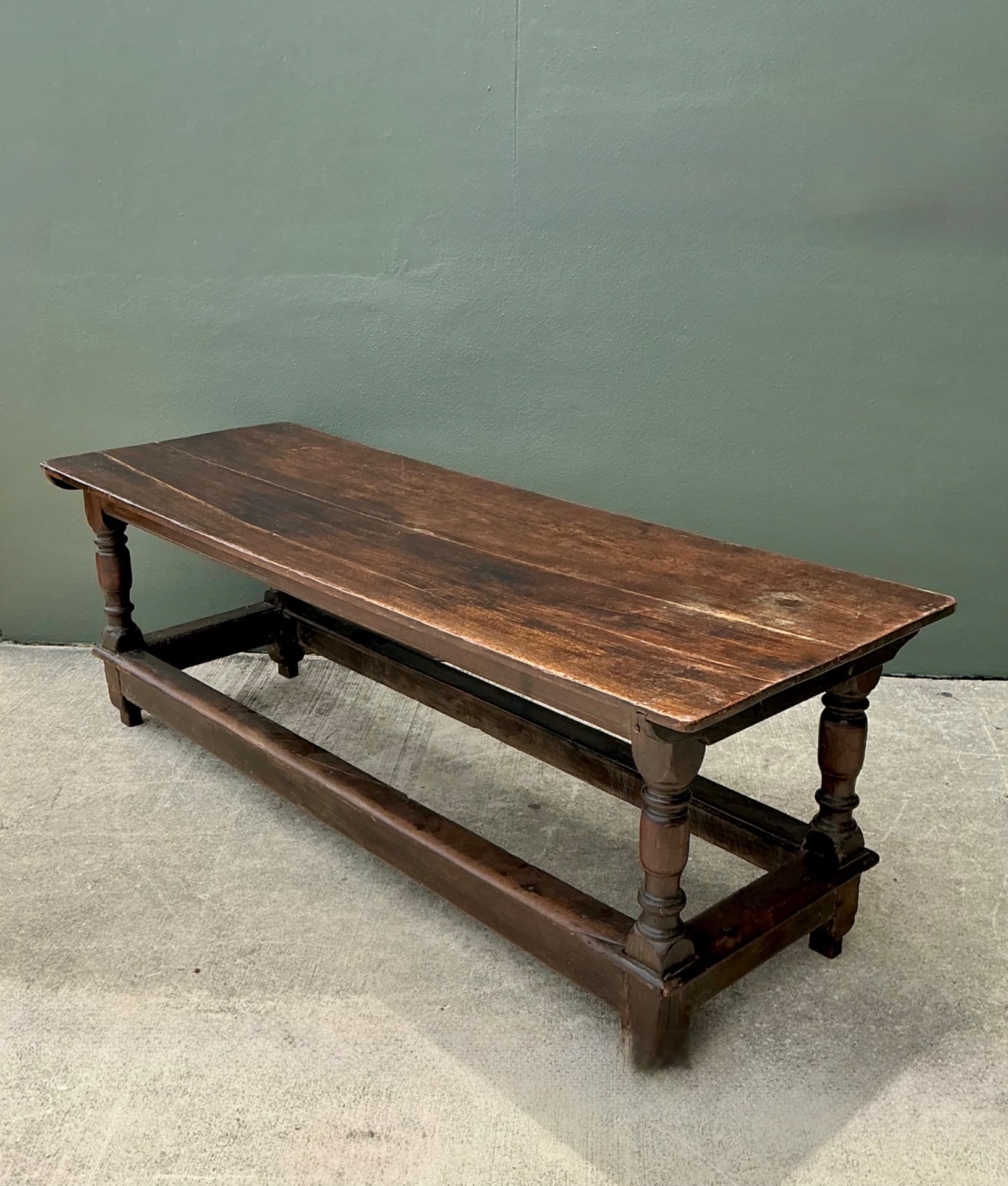 Vintage Monumental Belgian Wood Farmhouse Table - Back view